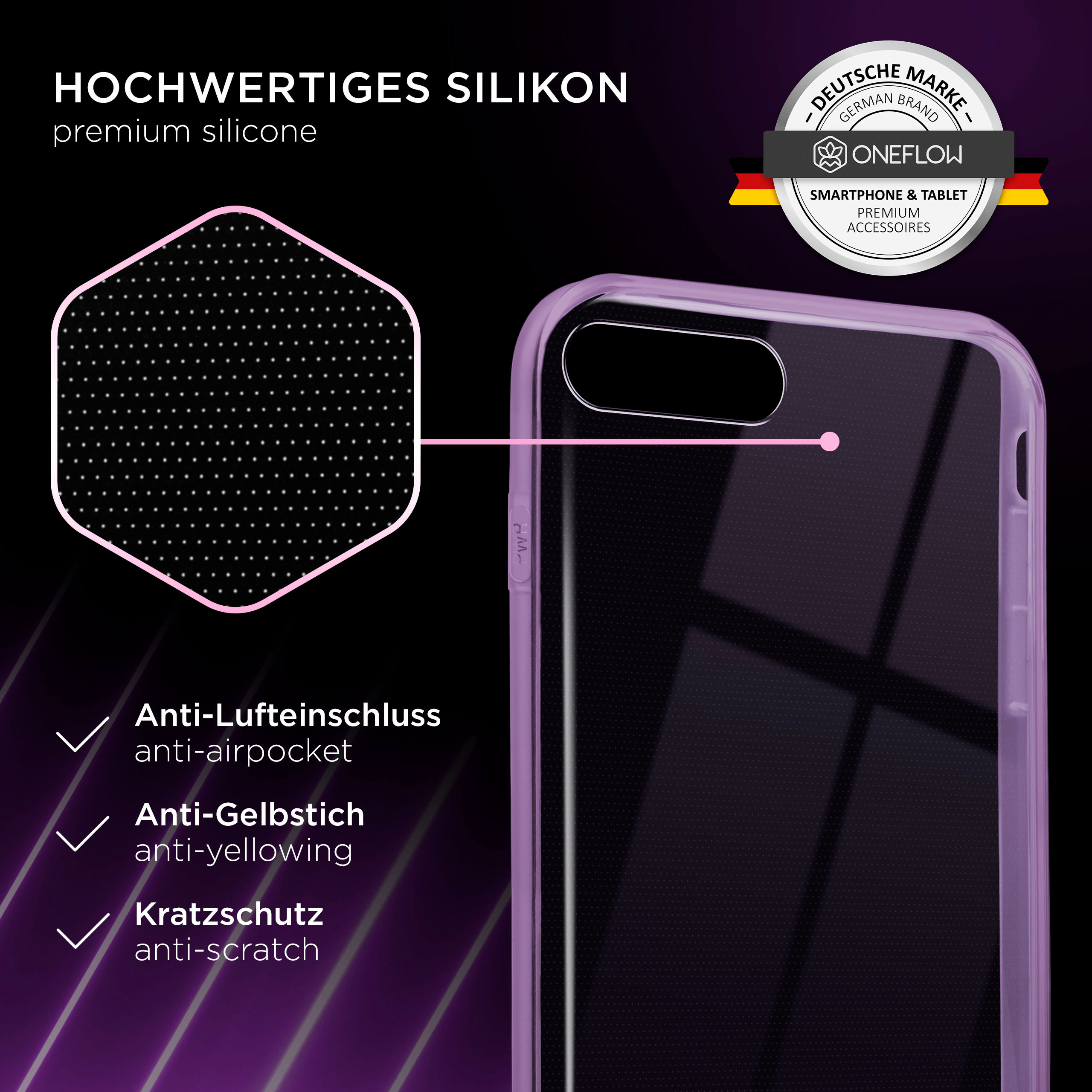 ONEFLOW Clear iPhone Plus Case, Plus, iPhone 8 / 7 Apple, Backcover, Violescent