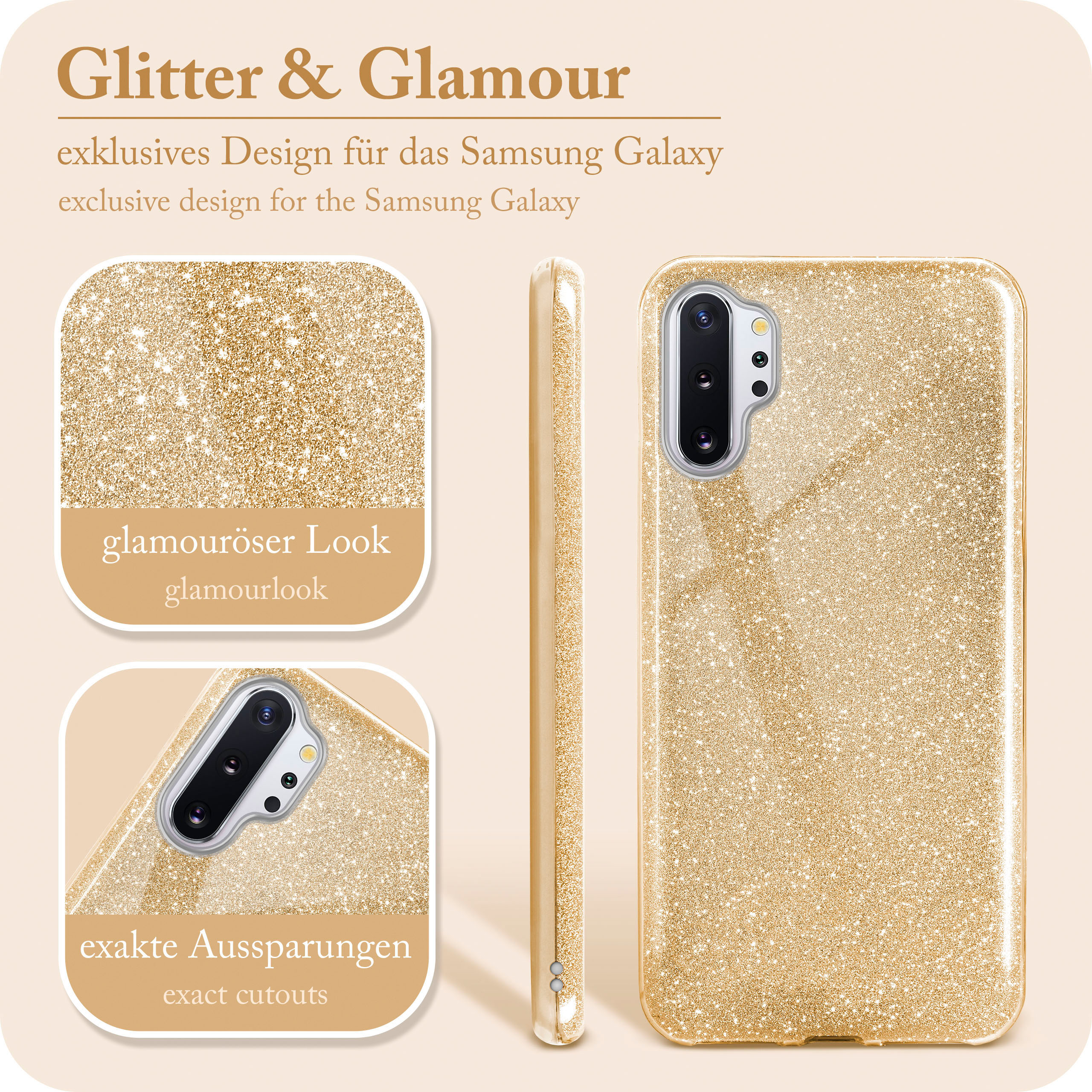 Backcover, Plus Case, Samsung, - Shine Note10 (4G/5G), Glitter Gold ONEFLOW