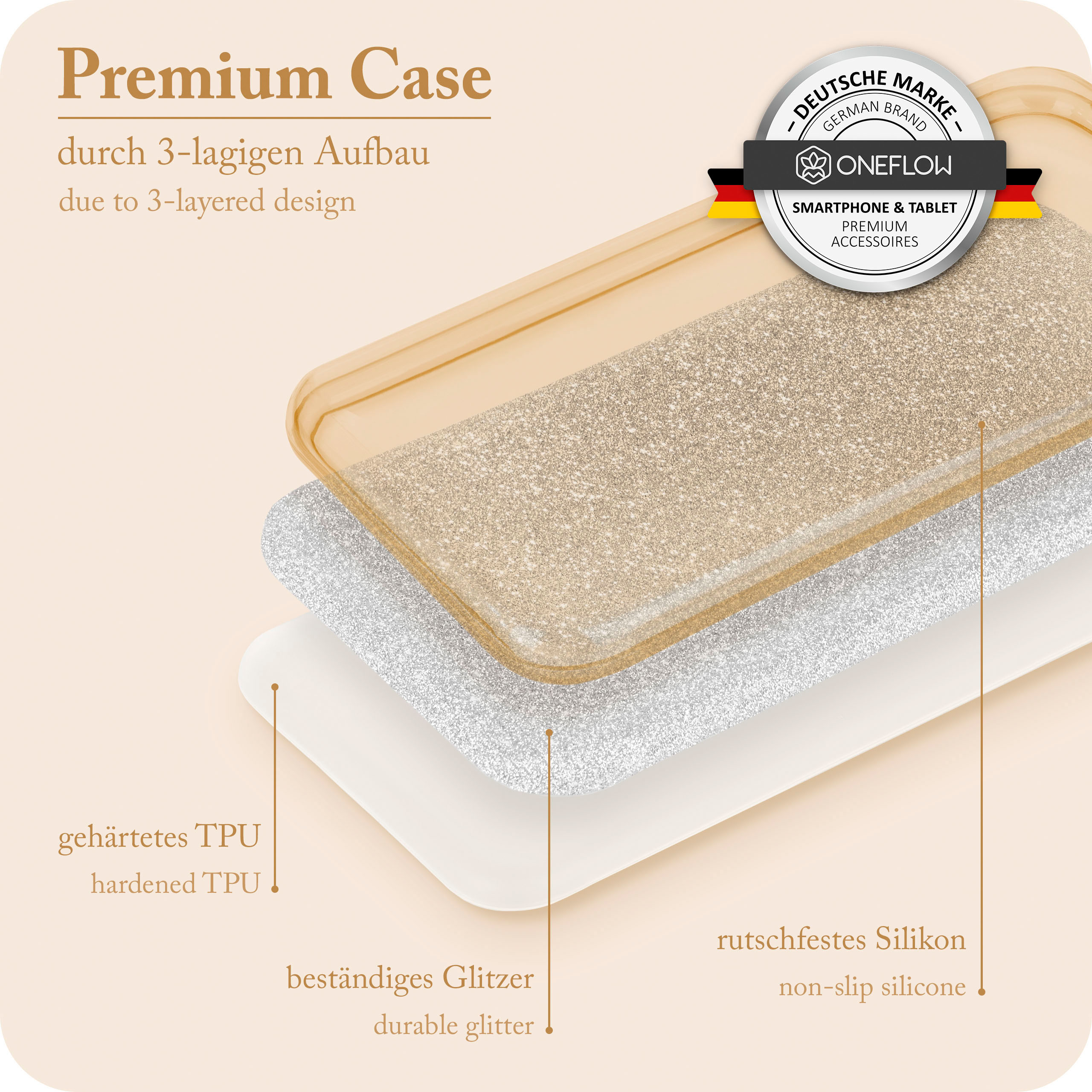 ONEFLOW Glitter Gold Case, - Note10 (4G/5G), Plus Backcover, Shine Samsung