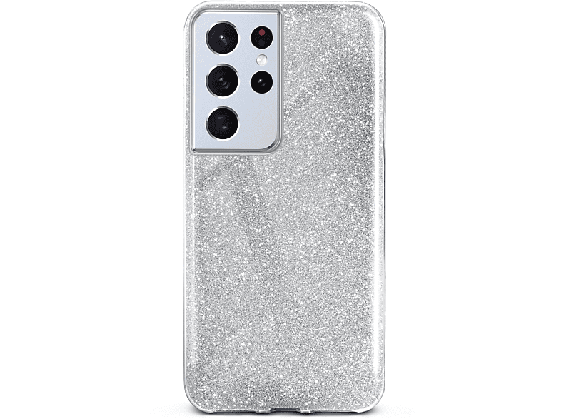 【Billig】 ONEFLOW Glitter Case, S21 - Silver Sparkle Ultra, Backcover, Galaxy Samsung