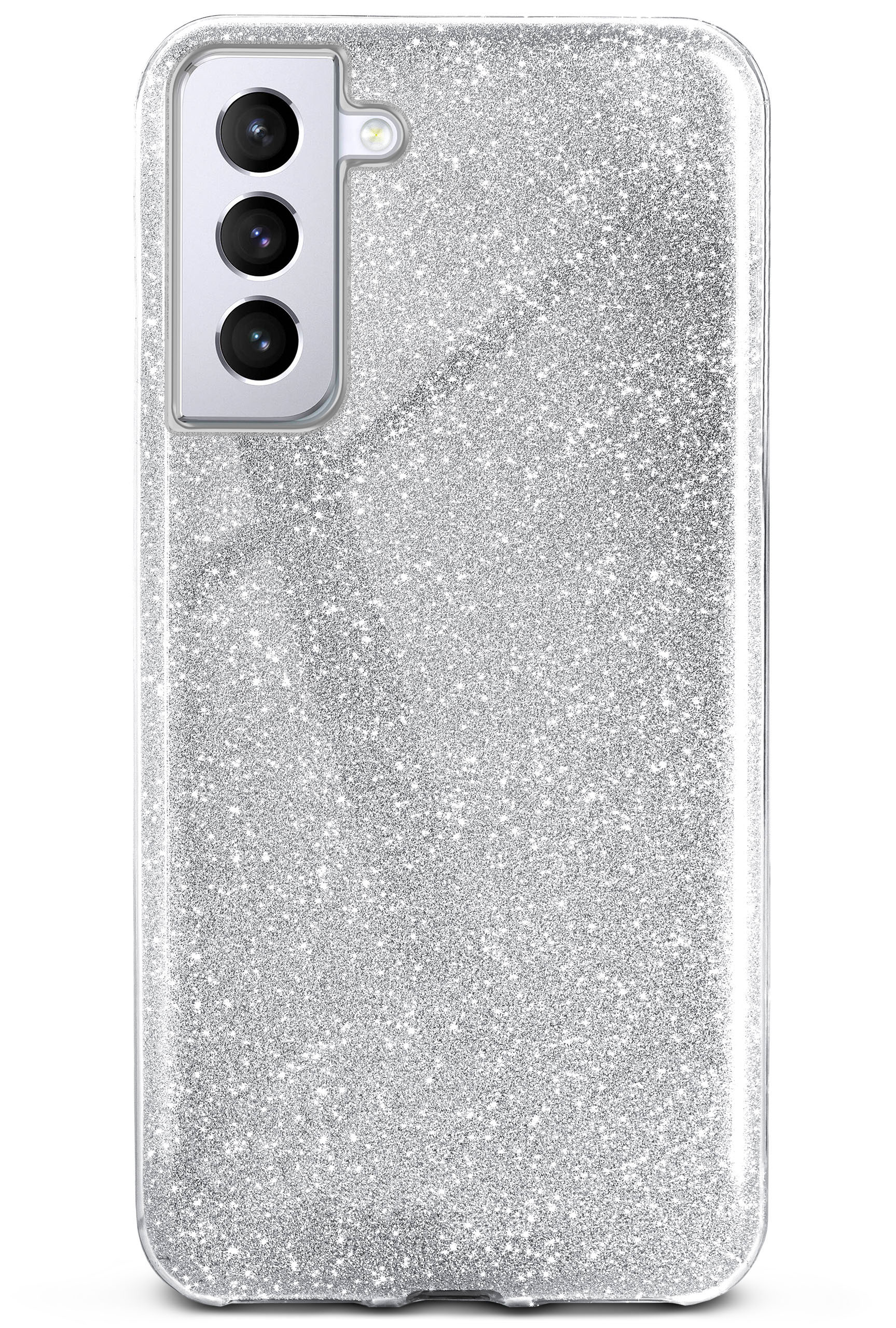 - Sparkle ONEFLOW Silver Plus, S21 Glitter Case, Samsung, Galaxy Backcover,