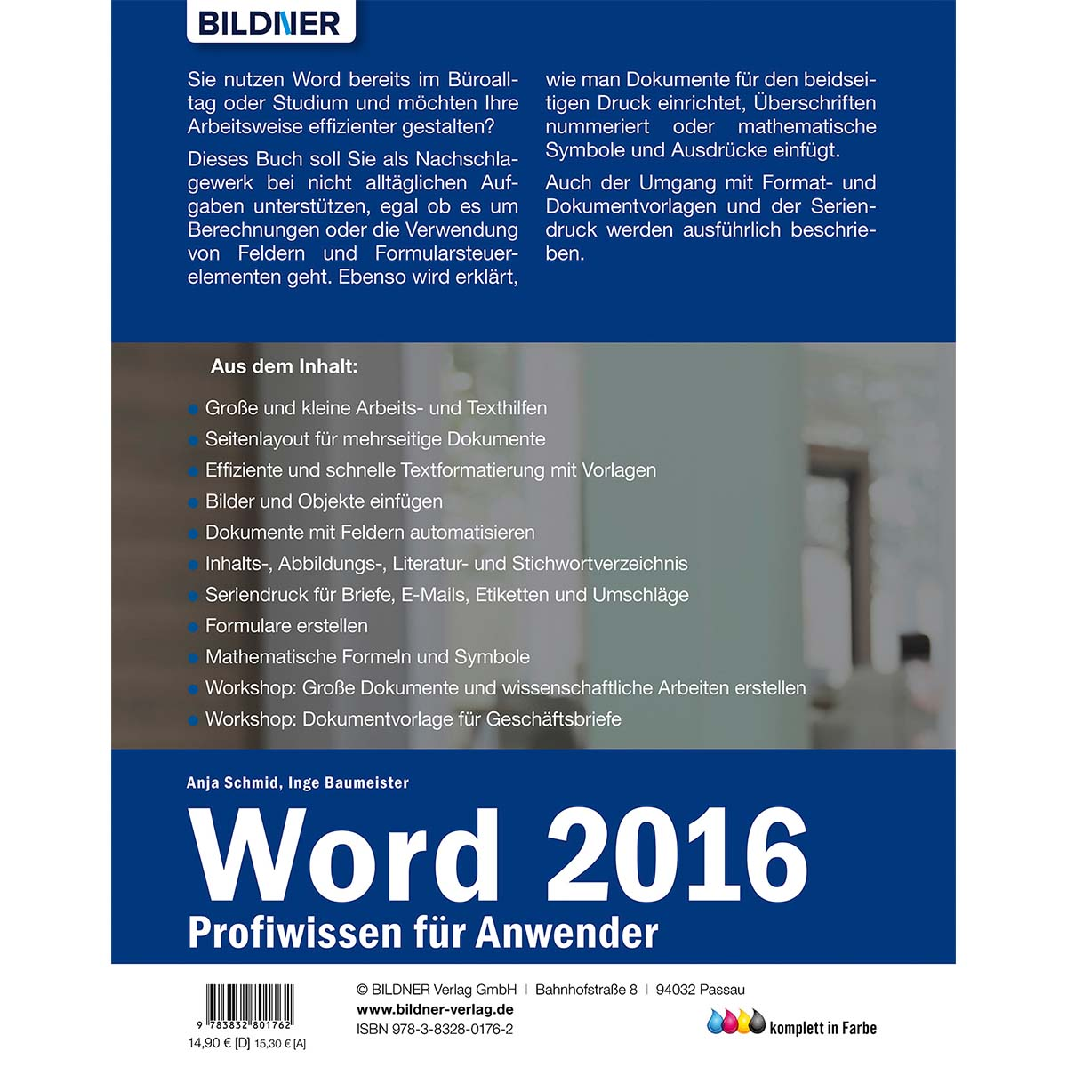 Buchcover: 'Word 2016' mit Titel, Autor und Verlag.