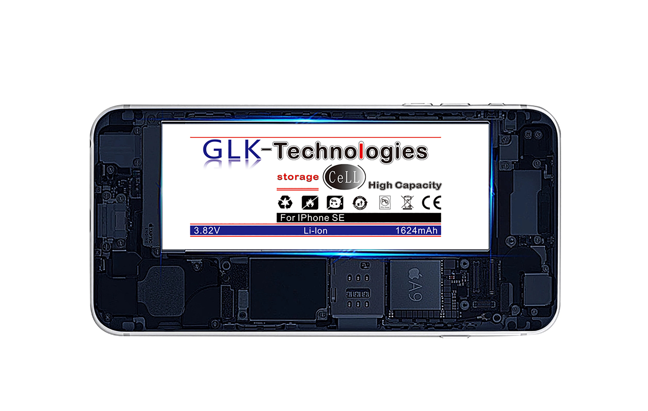 für Volt, GLK-TECHNOLOGIES Ersatz iPhone Akku Akku, Smartphone 3.8 Lithium-Ionen-Akku Werkzeug mAh Set 2016 SE Battery inkl. Ersatz High Power 1624mAh 1624 Lithium-Ionen,