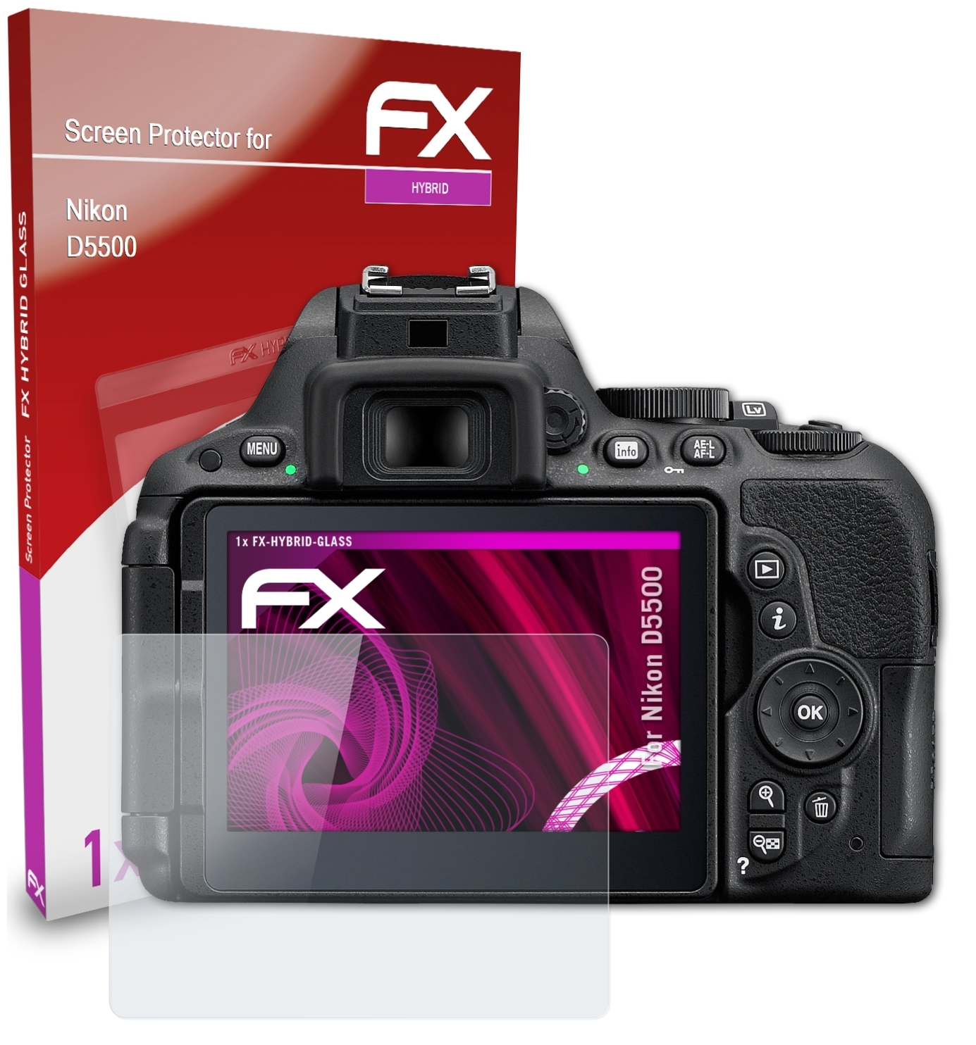 FX-Hybrid-Glass D5500) ATFOLIX Schutzglas(für Nikon