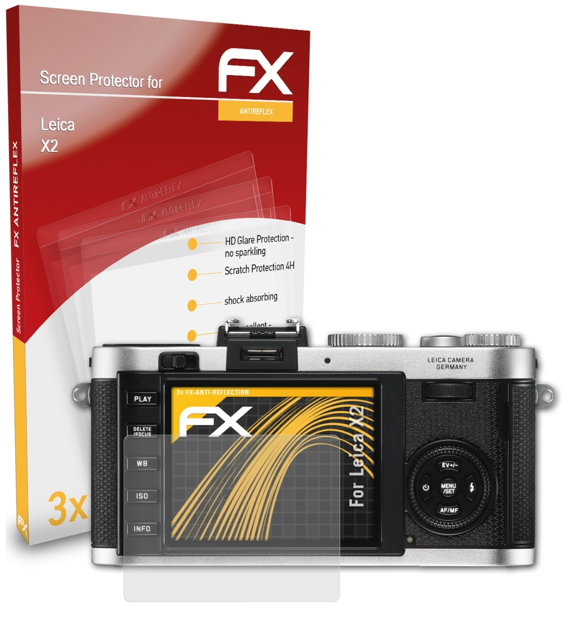 Leica 3x ATFOLIX X2) Displayschutz(für FX-Antireflex