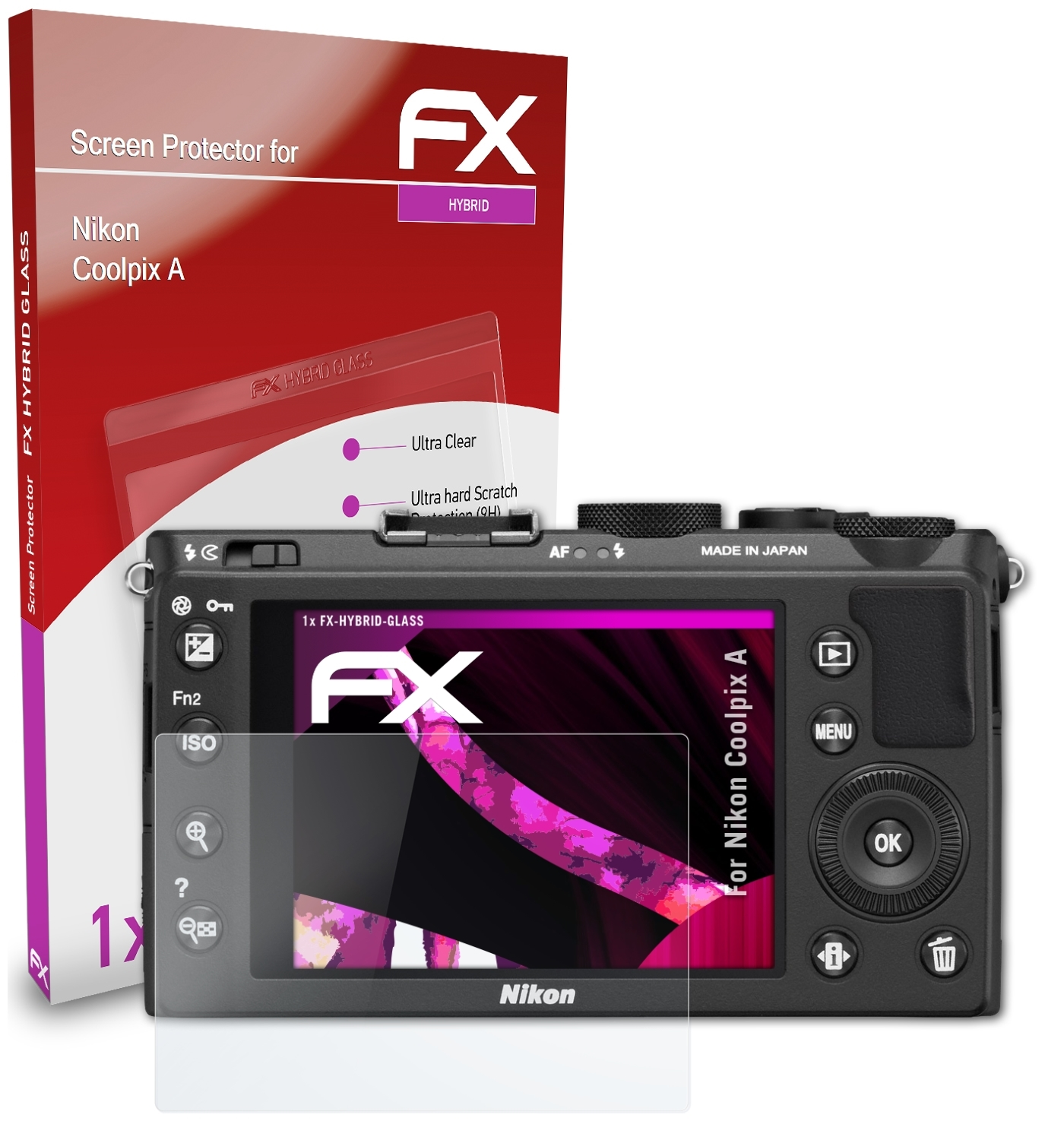 ATFOLIX FX-Hybrid-Glass Nikon A) Coolpix Schutzglas(für