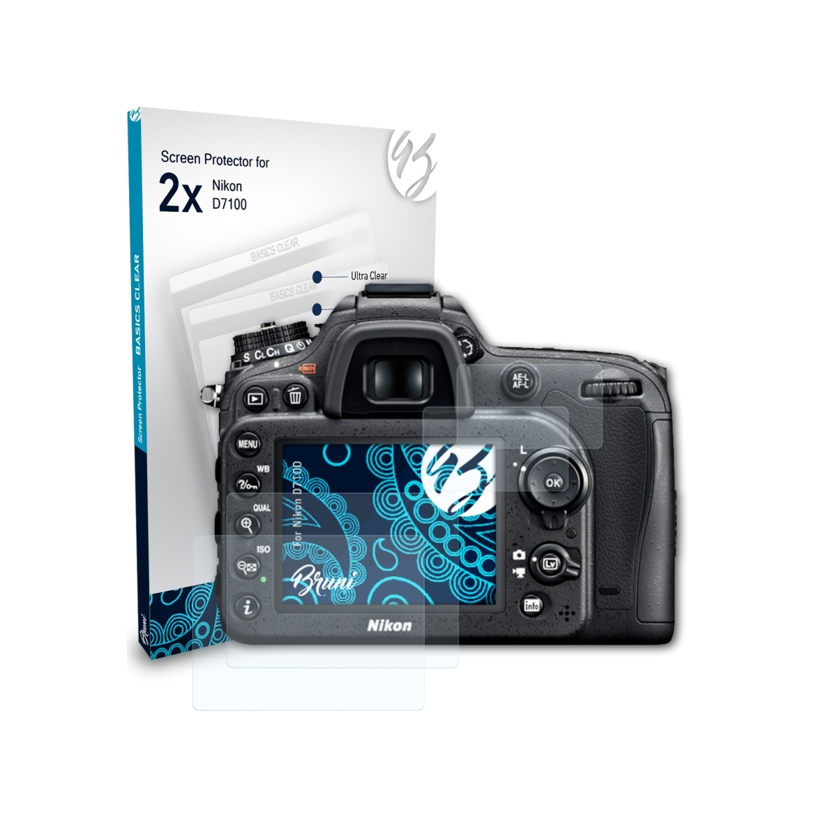 Nikon D7100) Basics-Clear 2x Schutzfolie(für BRUNI