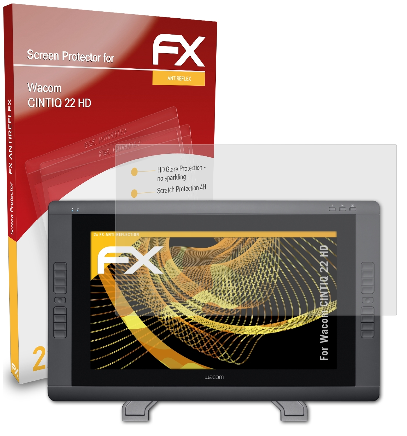 2x ATFOLIX Wacom FX-Antireflex CINTIQ 22 Displayschutz(für HD)