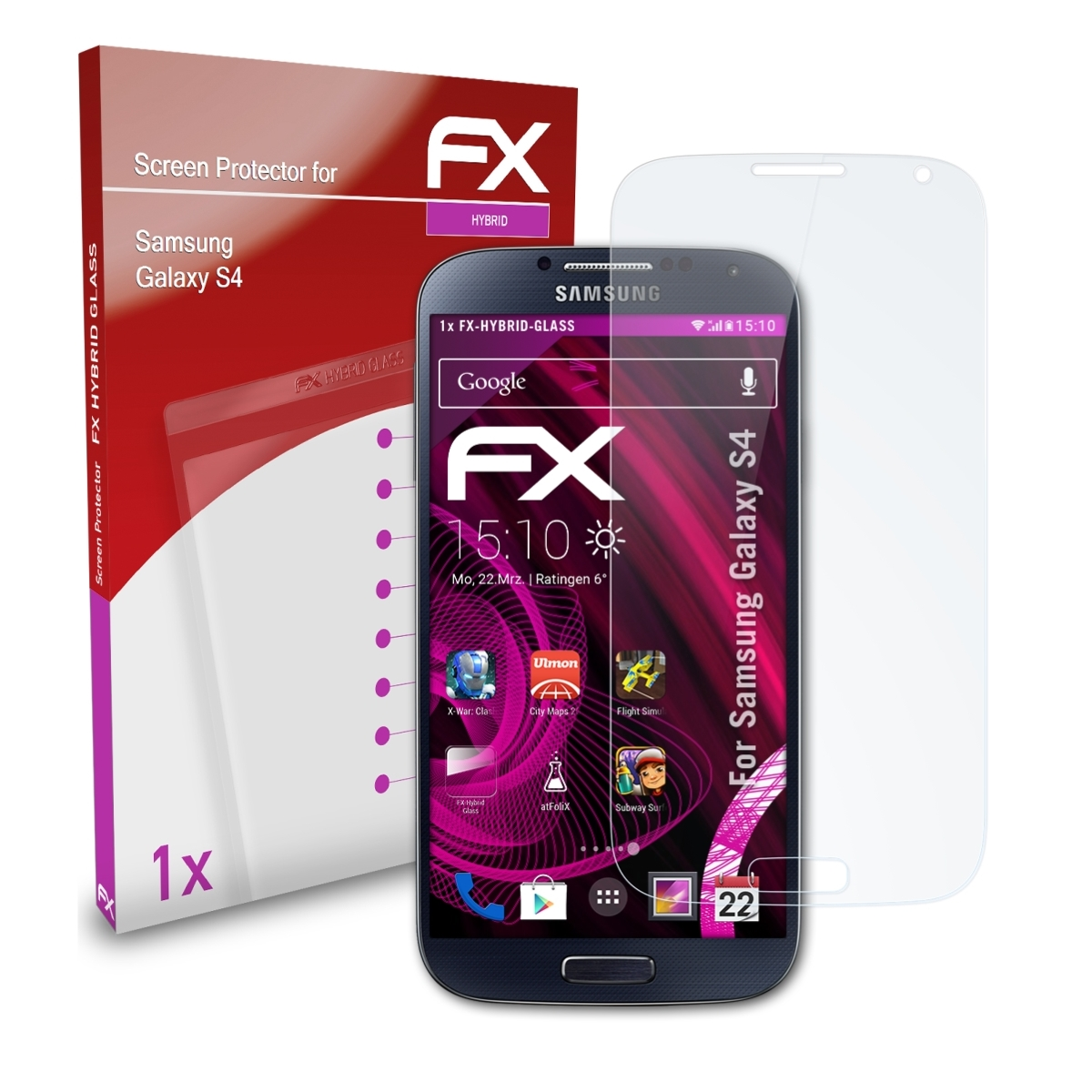 ATFOLIX FX-Hybrid-Glass Schutzglas(für Samsung S4) Galaxy