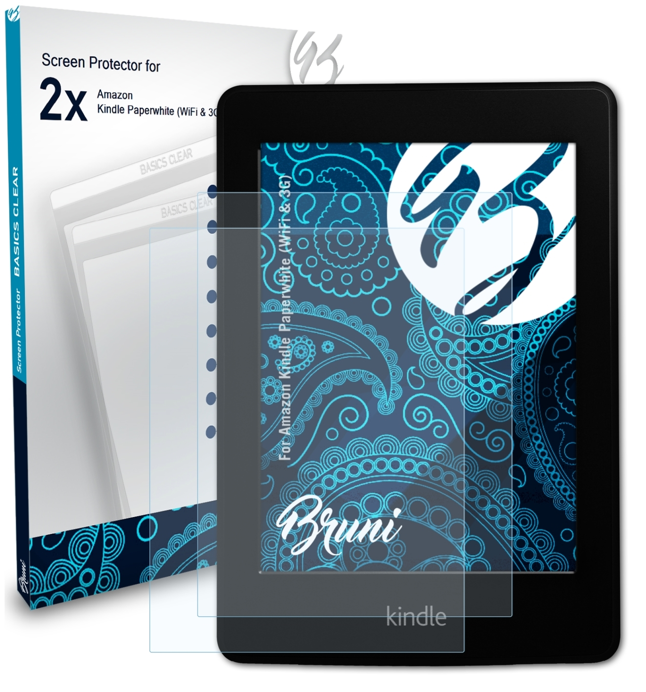 BRUNI 2x Basics-Clear & Paperwhite Schutzfolie(für Kindle 3G)) Amazon (WiFi