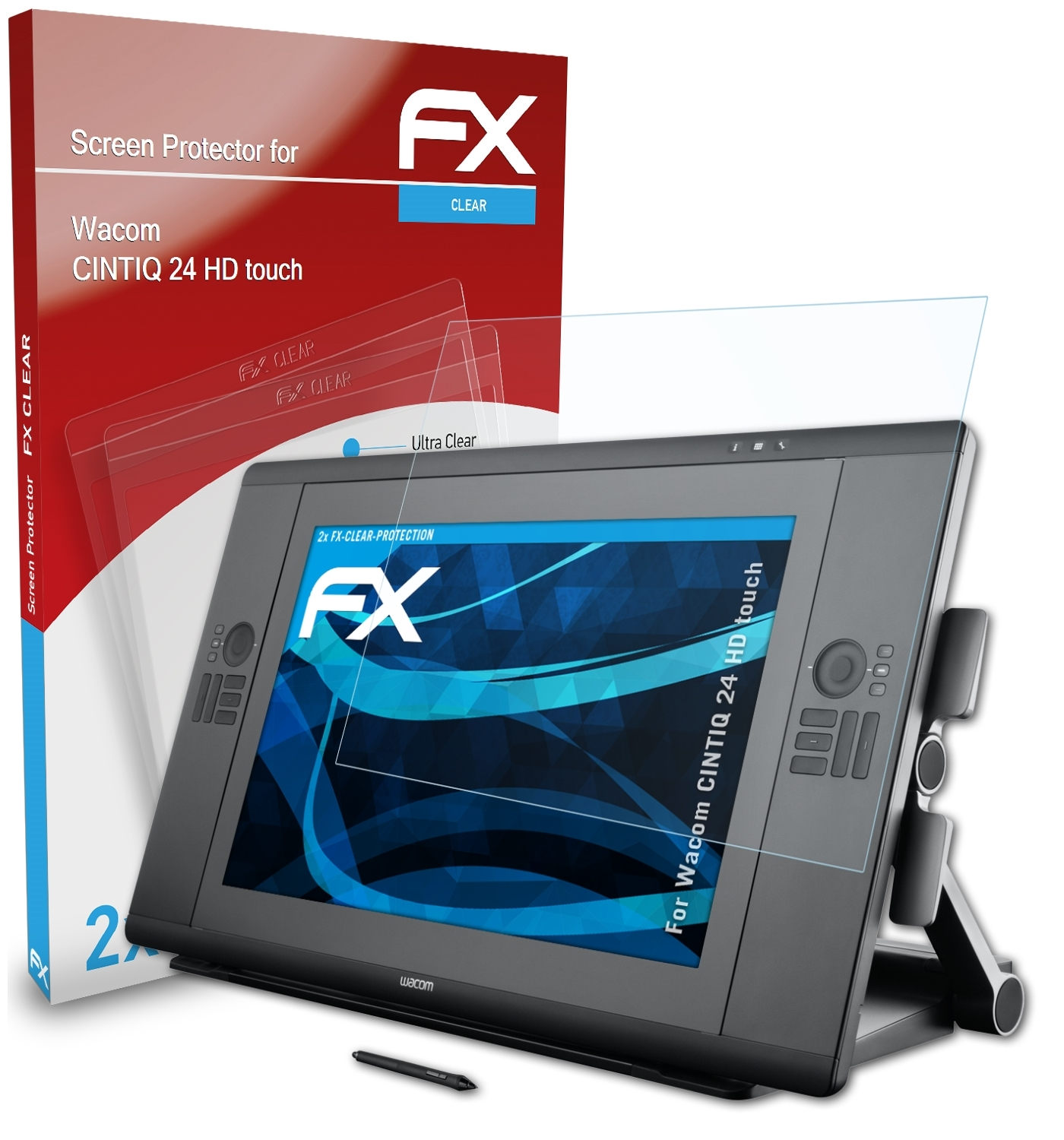 ATFOLIX 2x FX-Clear Displayschutz(für HD Wacom CINTIQ touch) 24