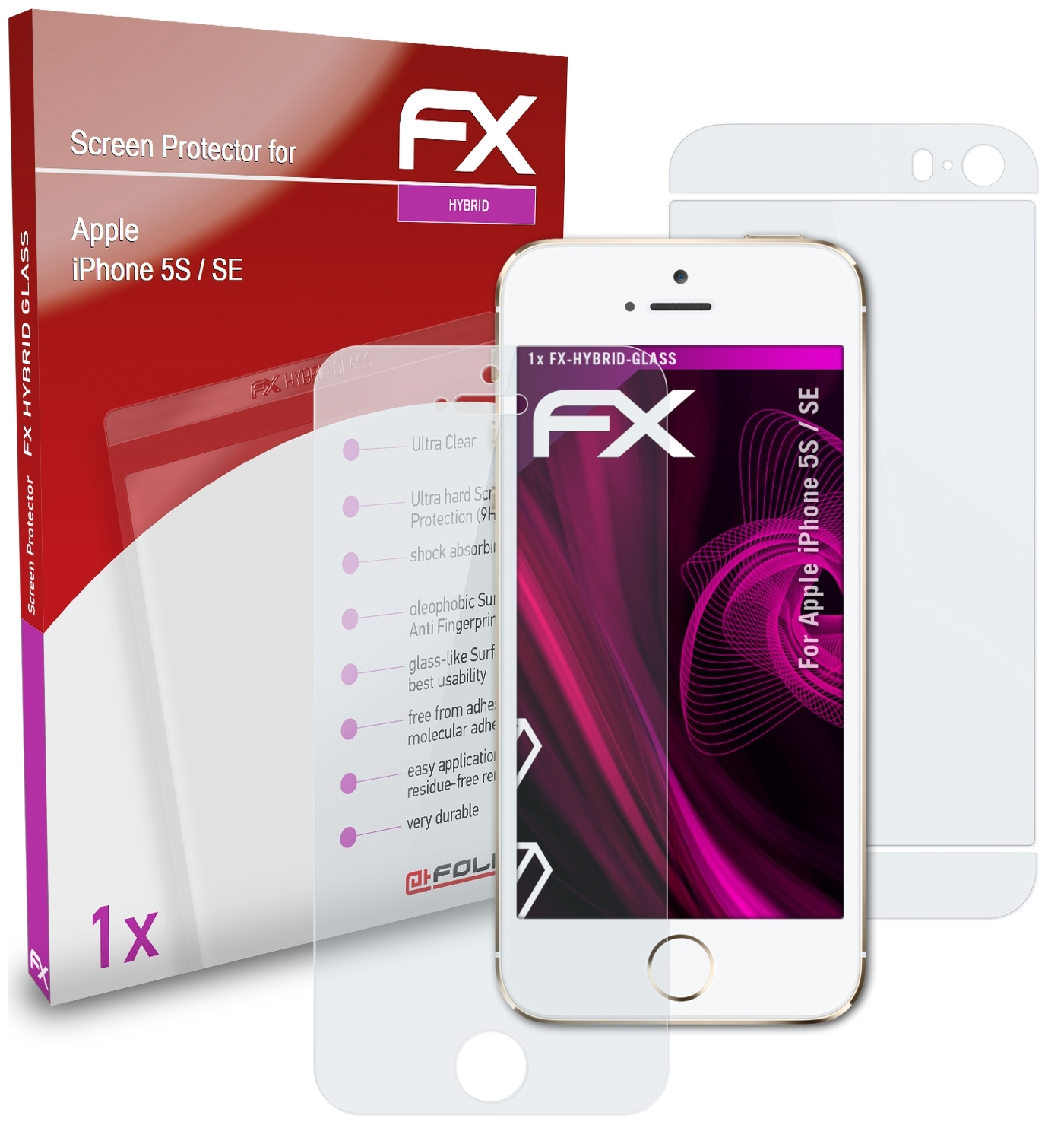Apple / SE) Schutzglas(für FX-Hybrid-Glass 5S ATFOLIX iPhone