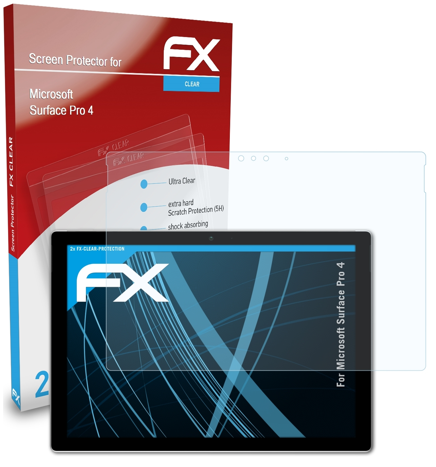 Pro Displayschutz(für ATFOLIX 2x Surface 4) Microsoft FX-Clear