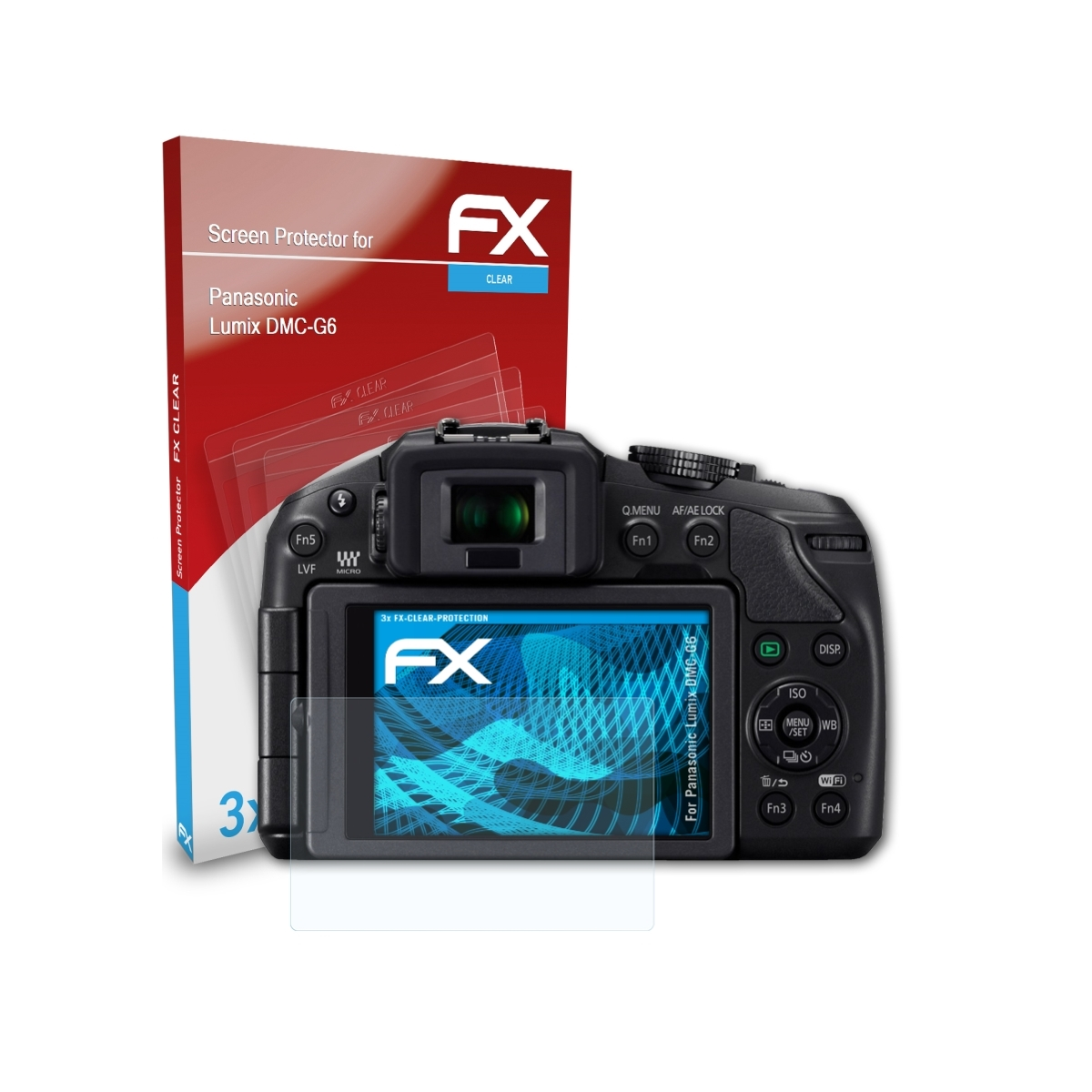 3x Panasonic DMC-G6) Displayschutz(für Lumix ATFOLIX FX-Clear
