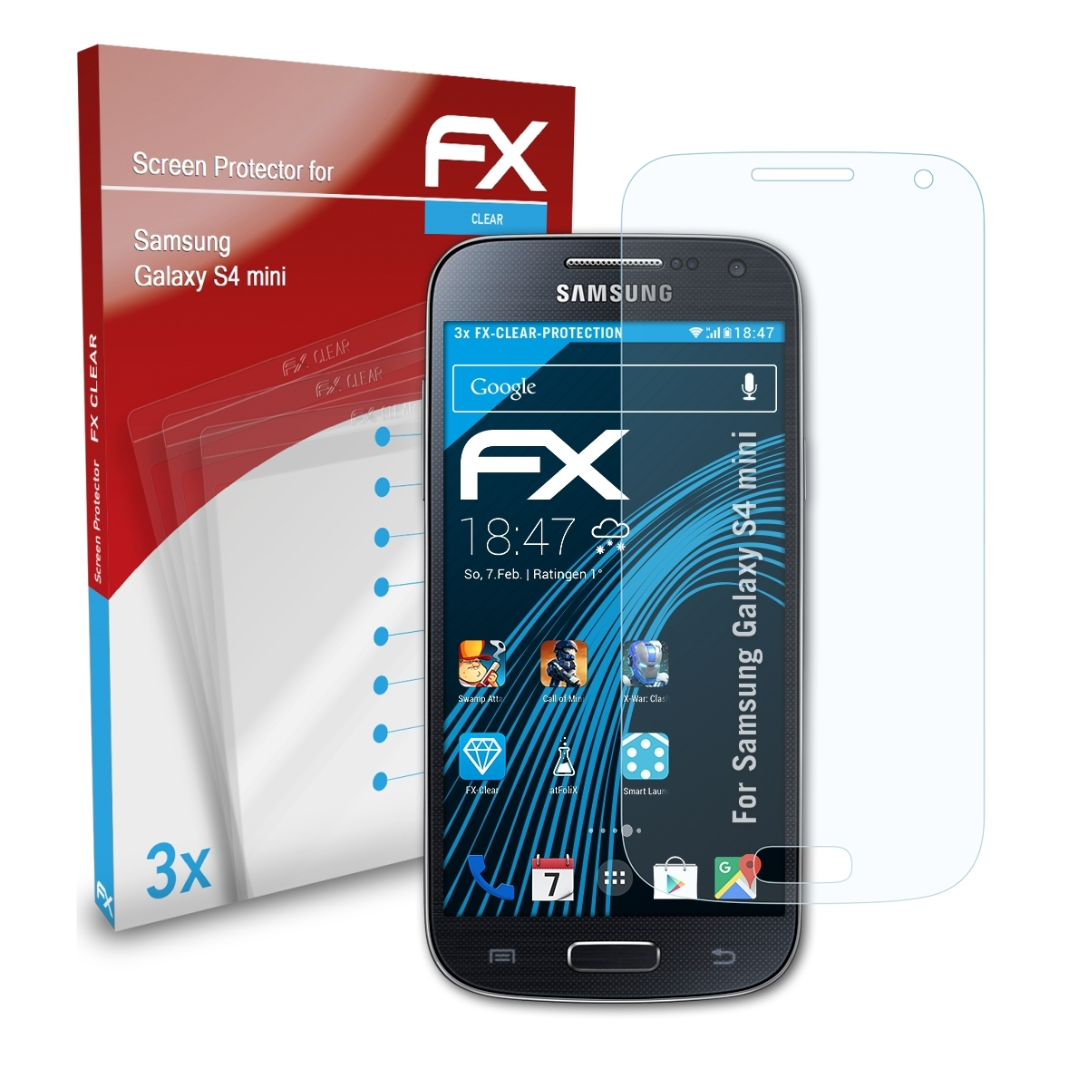 FX-Clear S4 Samsung ATFOLIX Galaxy mini) 3x Displayschutz(für
