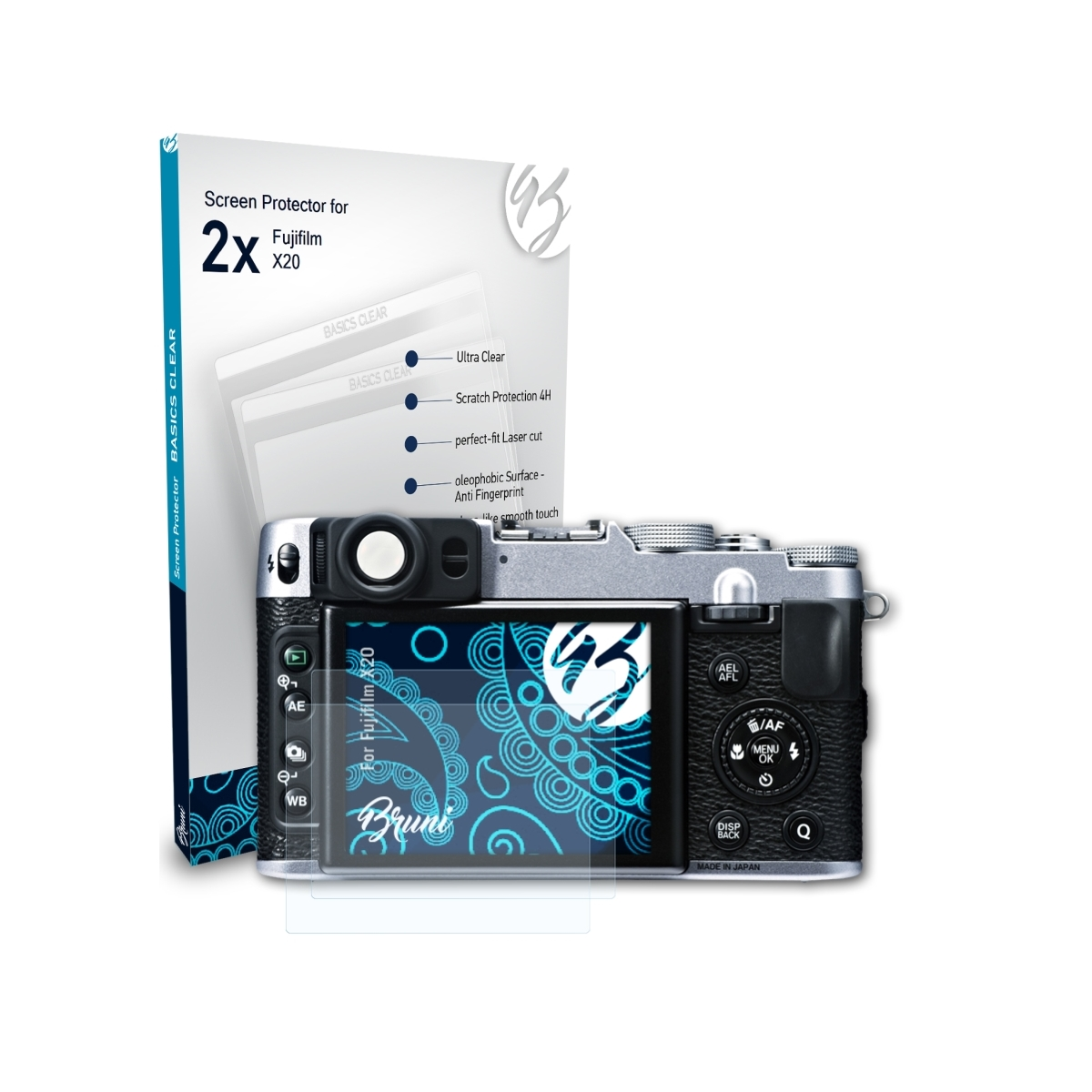 2x Fujifilm Schutzfolie(für X20) Basics-Clear BRUNI