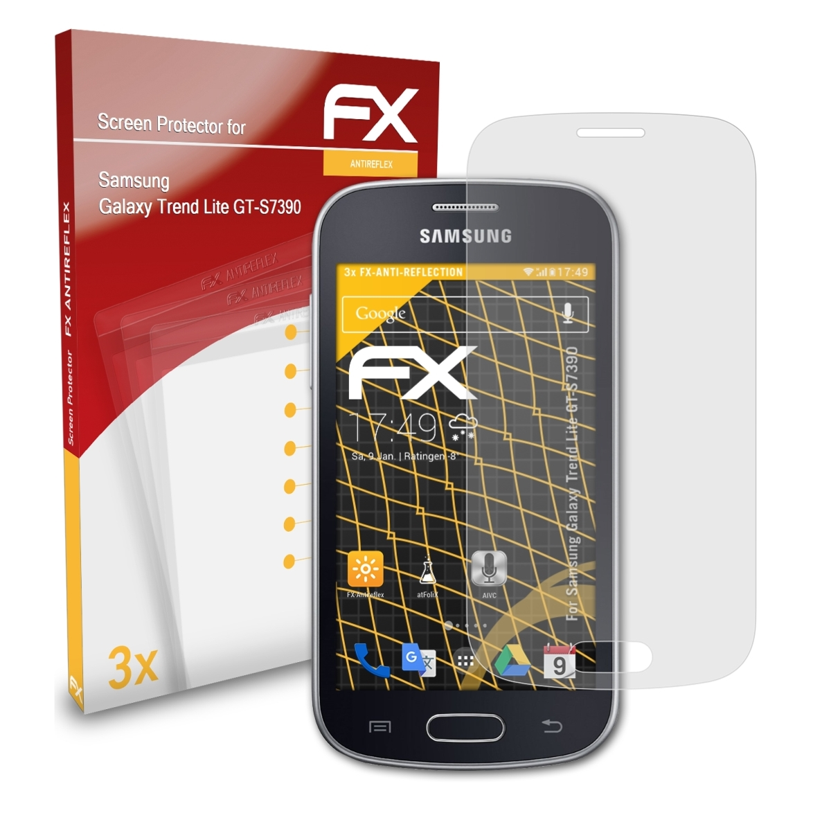 3x (GT-S7390)) ATFOLIX Lite Galaxy Displayschutz(für FX-Antireflex Trend Samsung