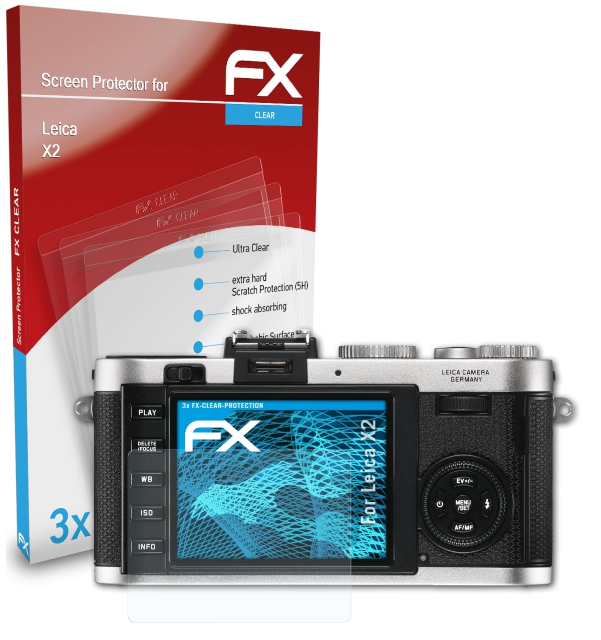 Leica 3x FX-Clear ATFOLIX X2) Displayschutz(für