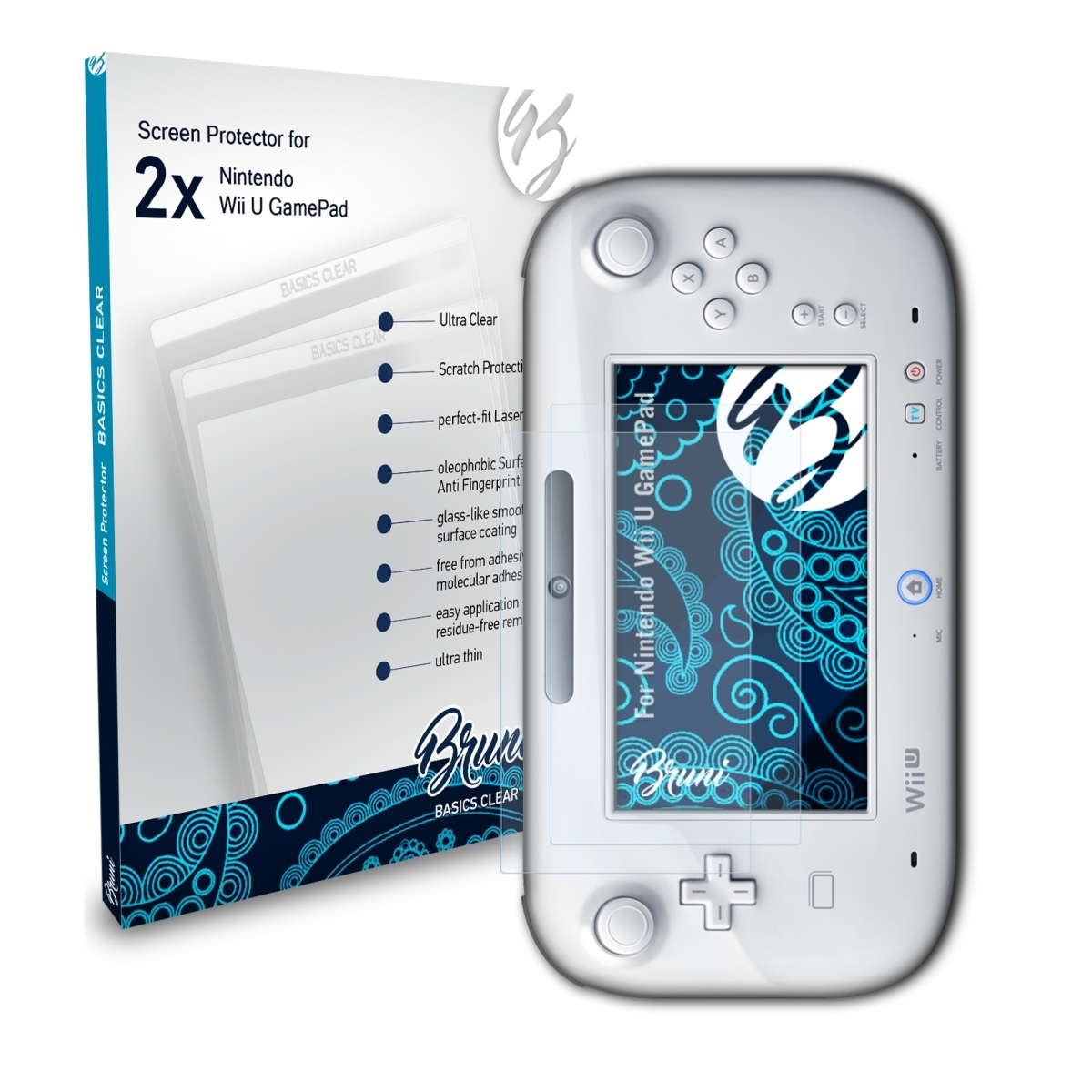 GamePad) Basics-Clear U Schutzfolie(für 2x Nintendo Wii BRUNI