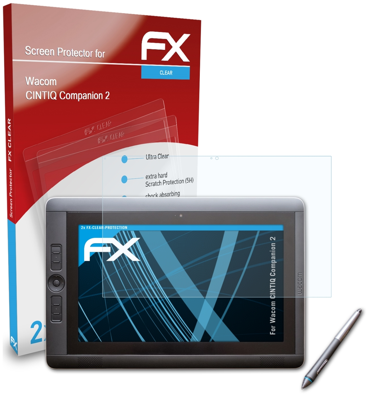 ATFOLIX 2x FX-Clear Displayschutz(für 2) Companion CINTIQ Wacom
