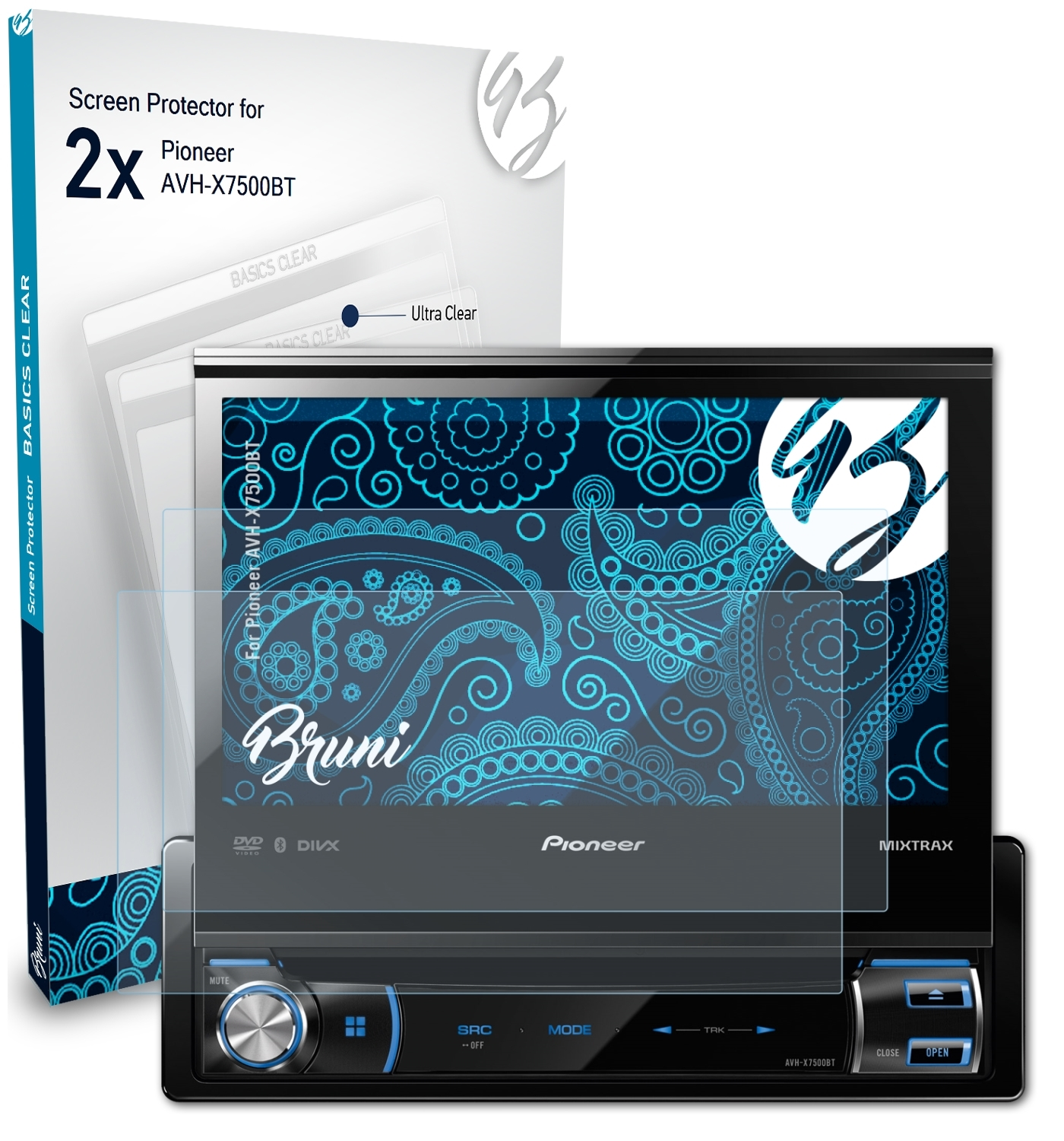 BRUNI 2x Basics-Clear Schutzfolie(für AVH-X7500BT) Pioneer