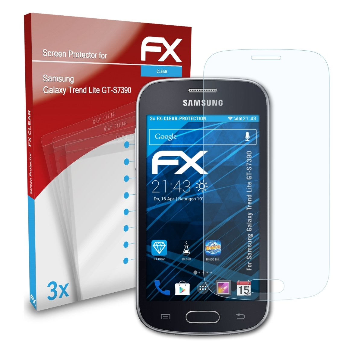 ATFOLIX 3x FX-Clear Displayschutz(für Samsung (GT-S7390)) Lite Trend Galaxy