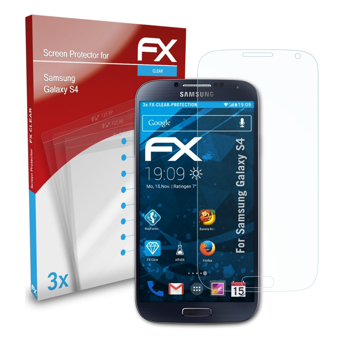 S4) Galaxy 3x FX-Clear ATFOLIX Displayschutz(für Samsung