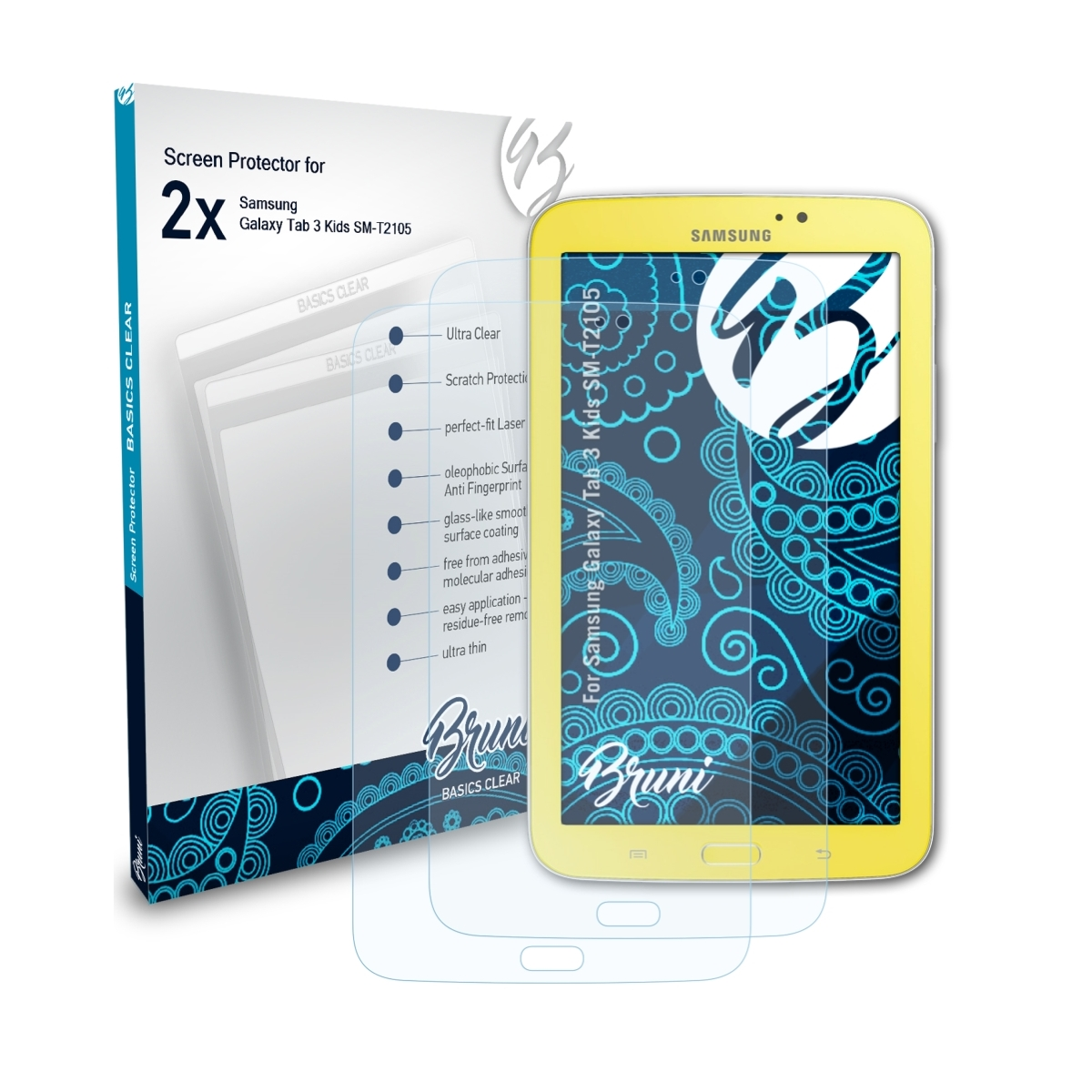 3 2x Kids BRUNI Schutzfolie(für Basics-Clear Tab (SM-T2105)) Galaxy Samsung