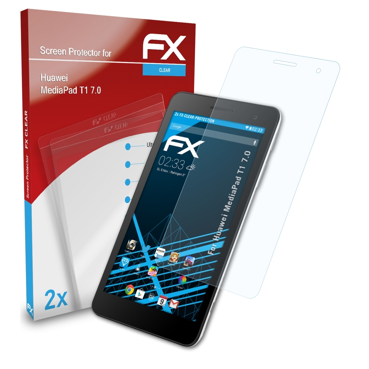 7.0) MediaPad 2x Displayschutz(für ATFOLIX Huawei FX-Clear T1