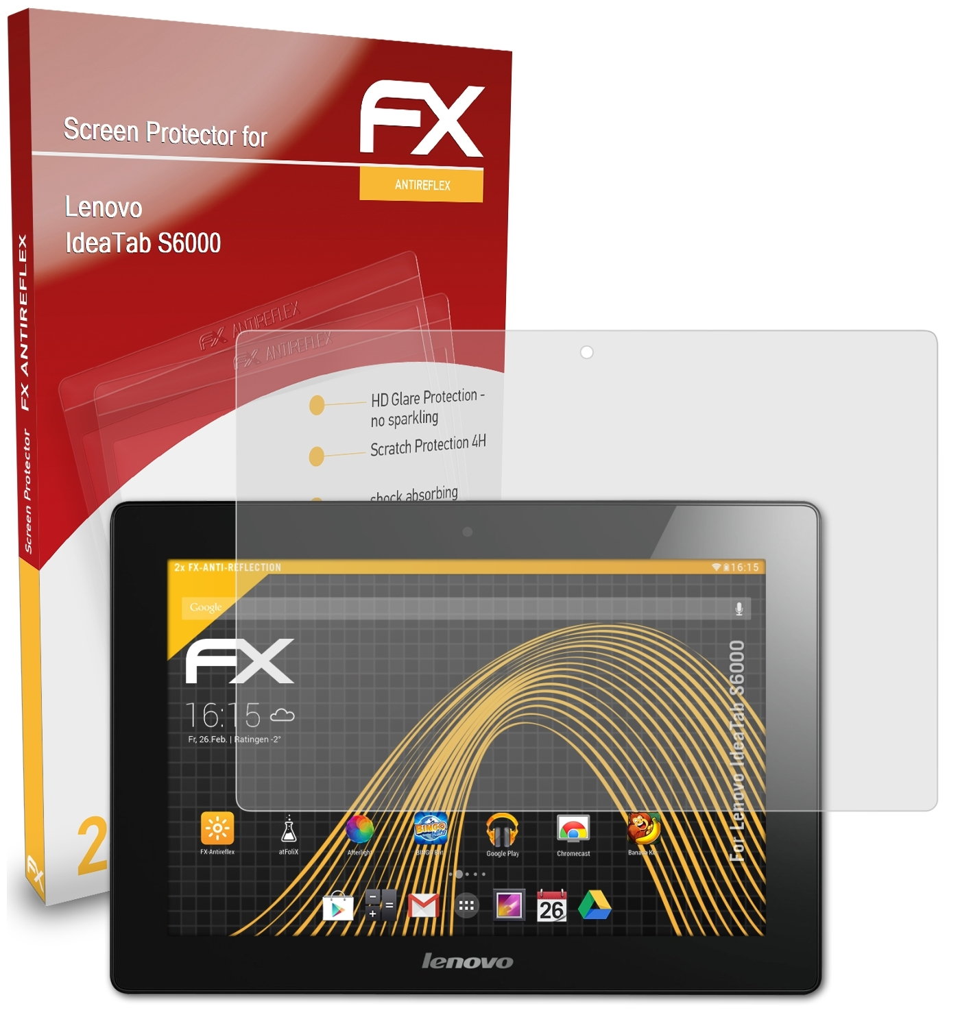 ATFOLIX 2x FX-Antireflex Displayschutz(für Lenovo S6000) IdeaTab