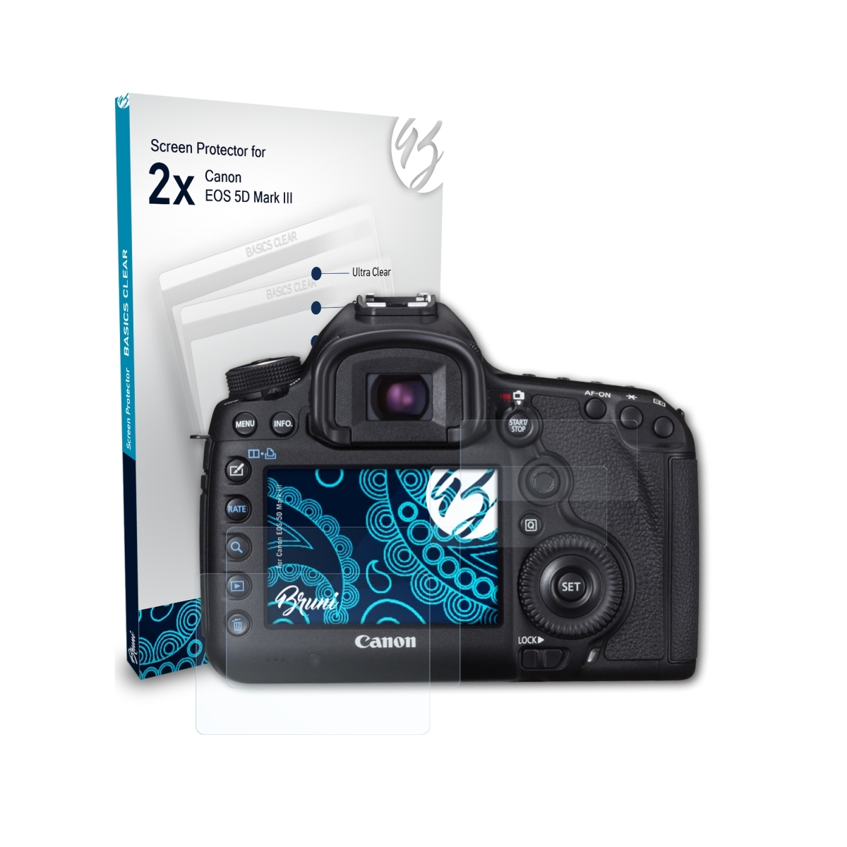 5D 2x Mark III) Schutzfolie(für Basics-Clear BRUNI Canon EOS
