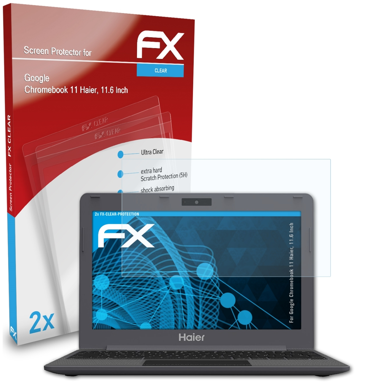 2x (Haier, FX-Clear 11 11.6 ATFOLIX Chromebook Inch)) Displayschutz(für Google