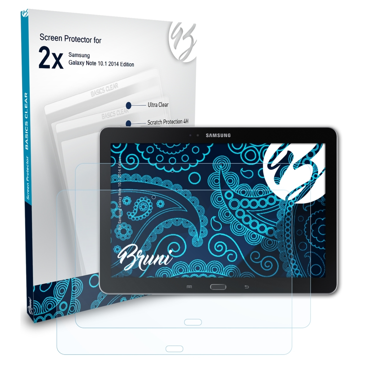 BRUNI 2x Basics-Clear Galaxy Note (2014 Edition)) 10.1 Schutzfolie(für Samsung