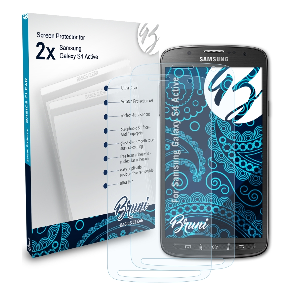 BRUNI S4 2x Active) Schutzfolie(für Galaxy Basics-Clear Samsung
