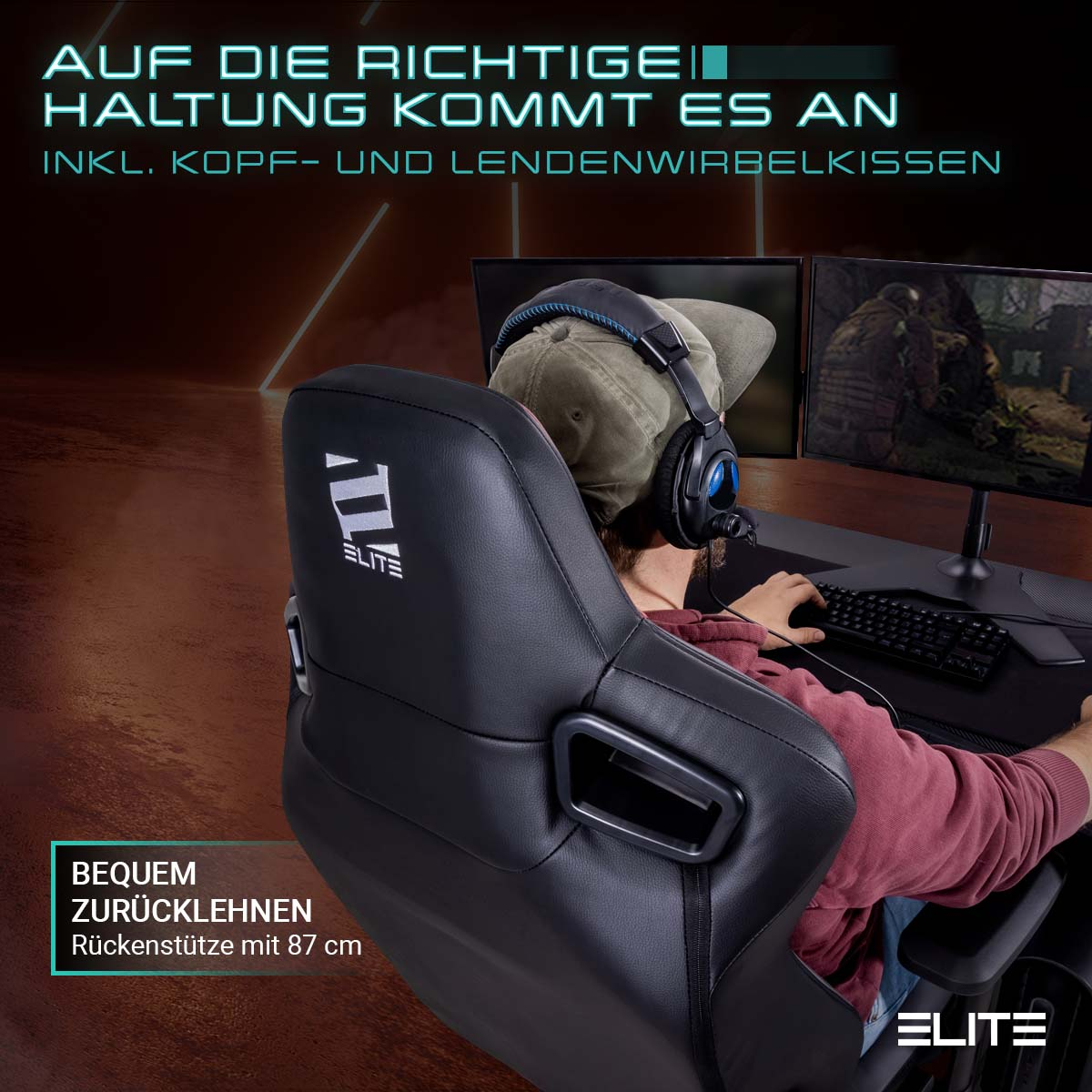 Schwarz/Grau ELITE Gaming Stuhl, MERCENARY