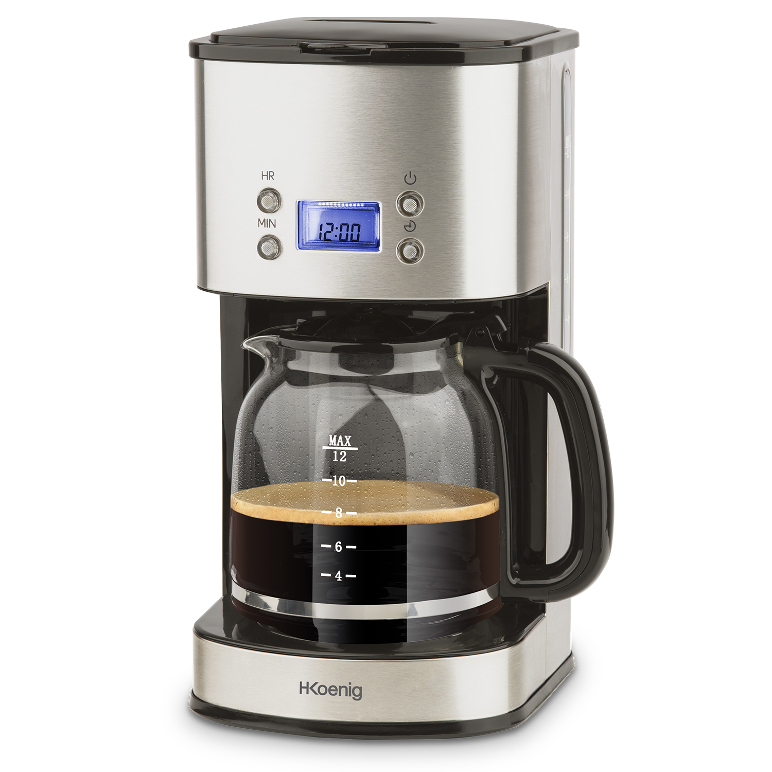 Filter/ Kaffeefiltermaschine waschbarer / LCD H.KOENIG L MG30 Silber / H.Koenig Bildschrim/ 1,5 programmierbar Filterkaffeemaschine