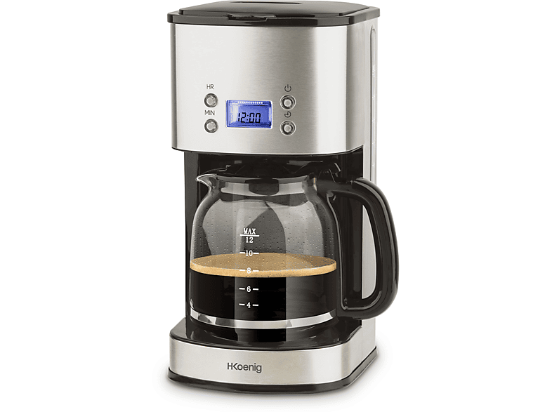 Filterkaffeemaschine programmierbar 1,5 Kaffeefiltermaschine H.KOENIG / Bildschrim/ Filter/ MG30 / Silber LCD L waschbarer H.Koenig