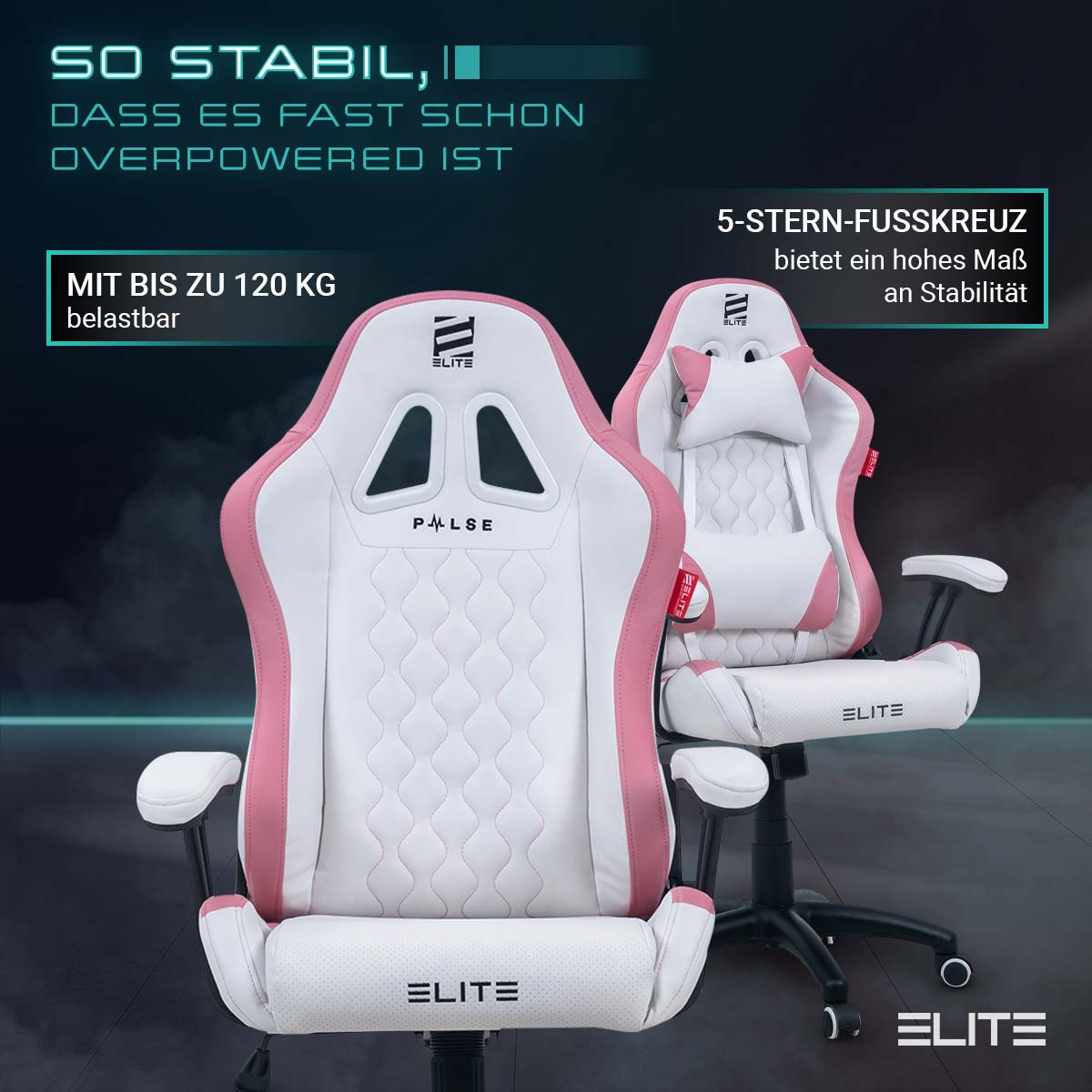 Gaming PULSE ELITE Stuhl, Weiß/Pink