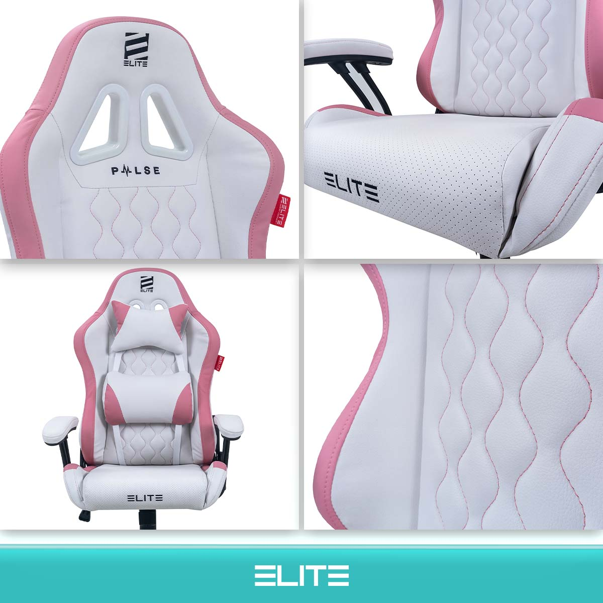ELITE PULSE Gaming Stuhl, Weiß/Pink