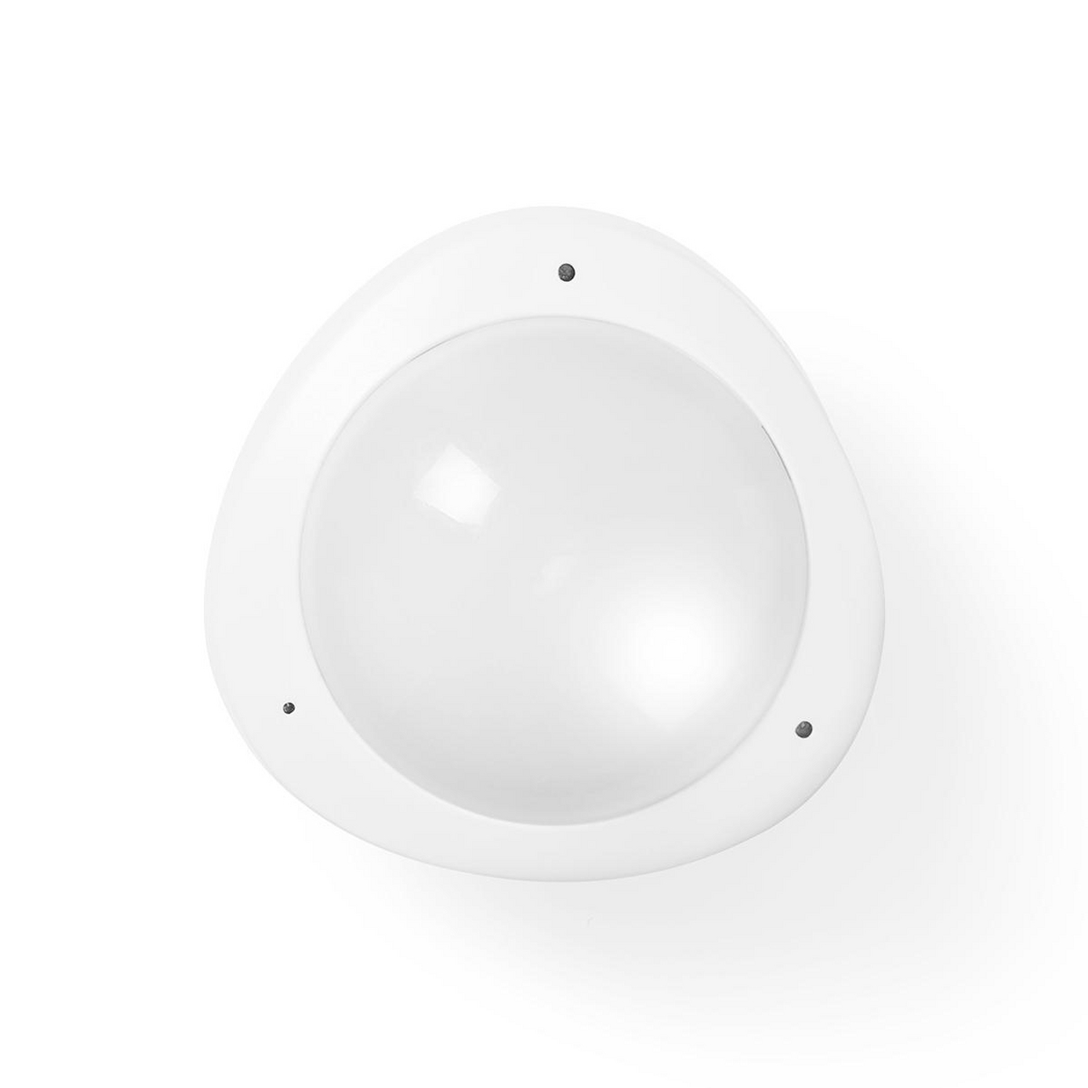Luce LED bianca, rotonda e moderna. Tre piccoli punti attorno al perimetro.