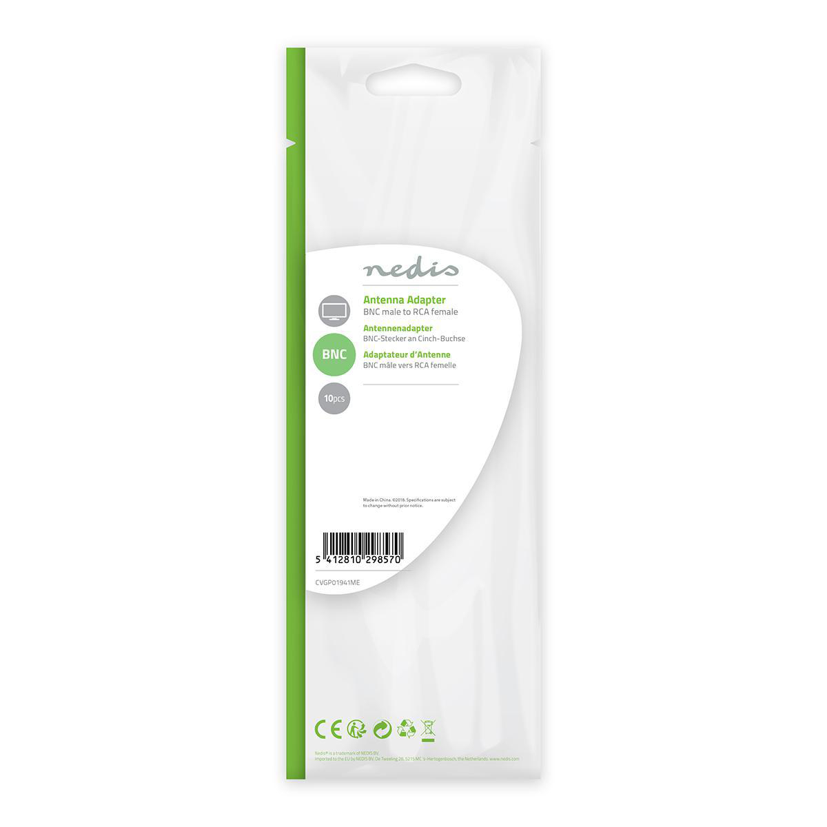 Antennenadapter-Verpackung, weißer Hintergrund. Verpackung enthält Adaptergrafik und Produktinformationen.