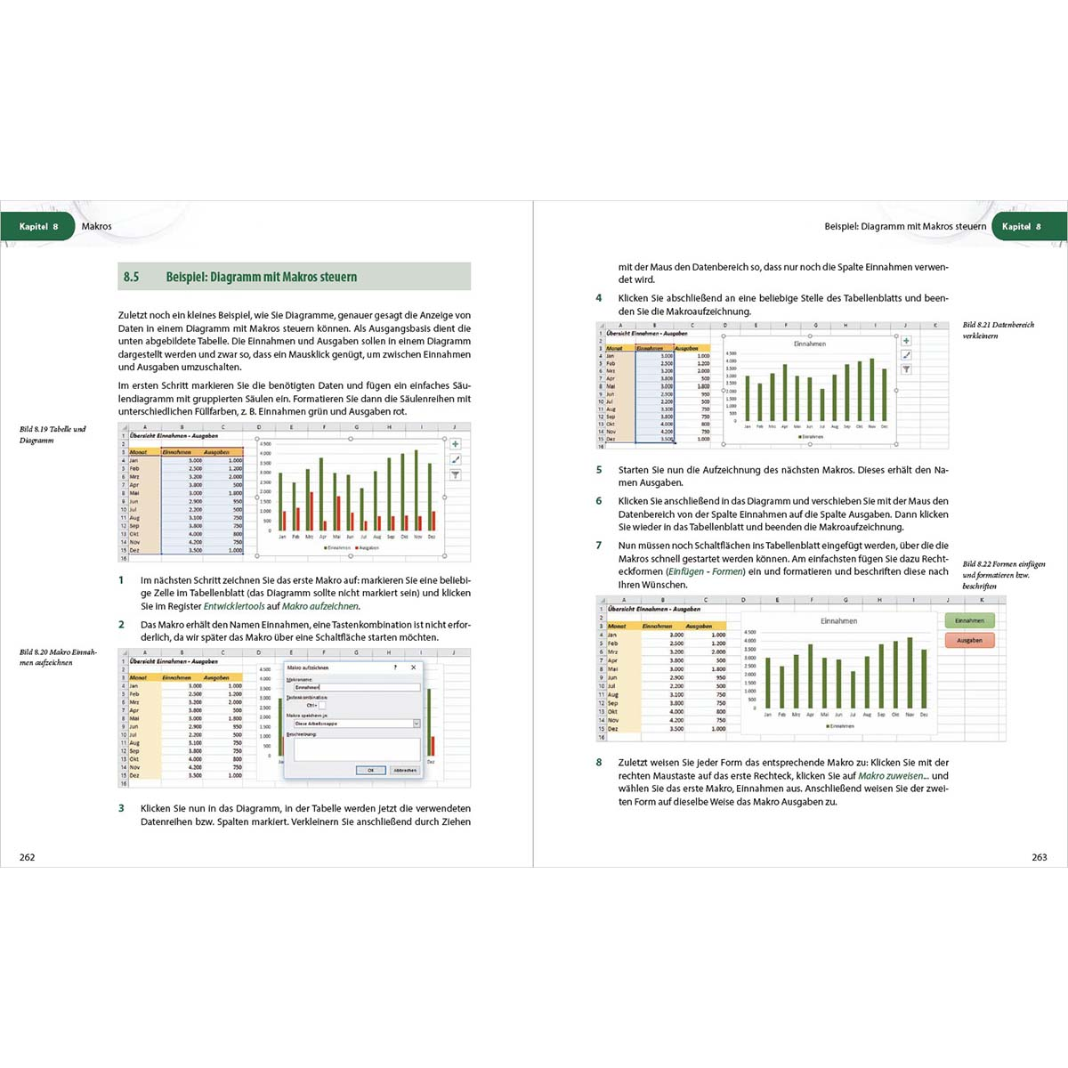 Seite mit Text und Diagramm mit grünen und roten Balken. Zahlen und Text sind sichtbar.