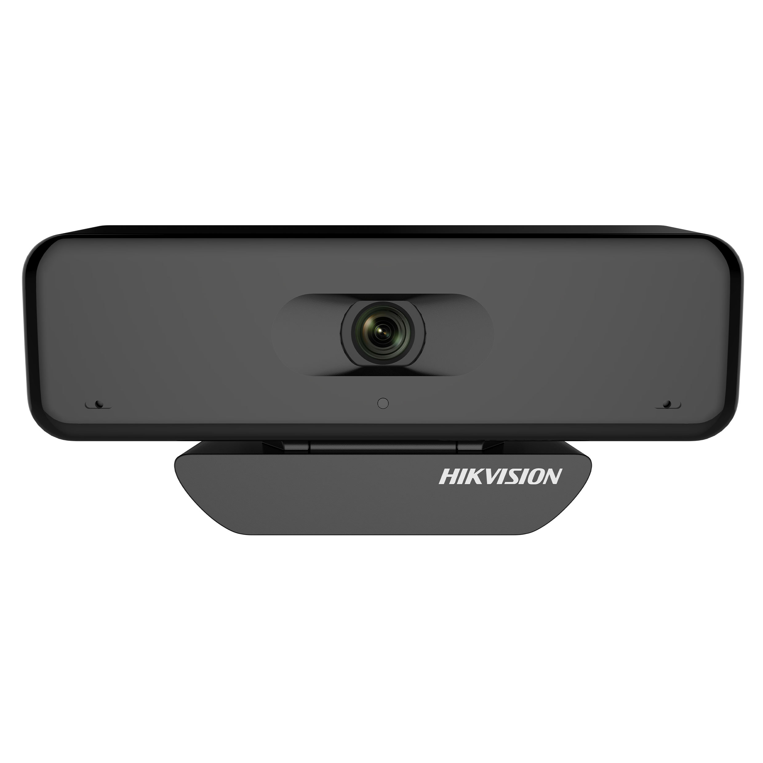 Webcam rectangulaire noire avec objectif et 'HIKVISION' sur le support. Le support est légèrement incliné vers l'avant.