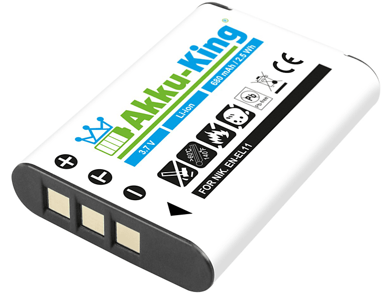 AKKU-KING Akku kompatibel mit Pentax D-Li78 Li-Ion Kamera-Akku, 3.7 Volt, 680mAh
