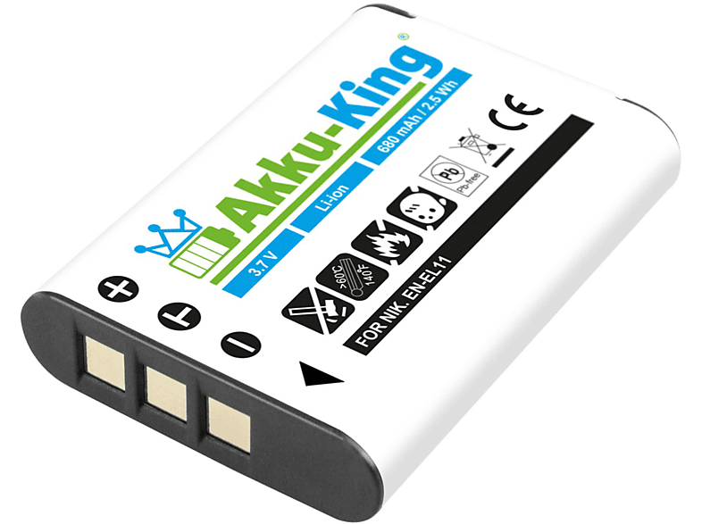 3.7 Volt, 680mAh EN-EL11 AKKU-KING mit Li-Ion Kamera-Akku, Akku Nikon kompatibel