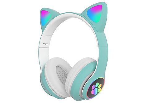 Auriculares infantiles  TWS-CAT con orejas de gato luz LED Verde  - TWS-CATG SMARTEK, Banda para el cuello, Verde