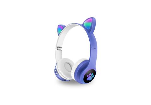 Auriculares infantiles TWS-CAT con orejas de gato luz LED Azul - TWS-CATBL  SMARTEK, Banda para el cuello, Azul