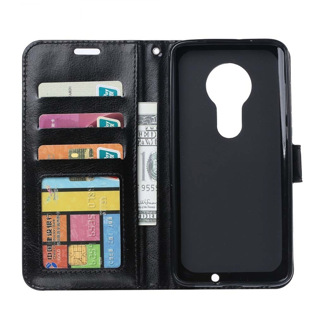 CASEONLINE Klappbare - Schwarz, Bookcover, Multicolor Motorola, Moto G7