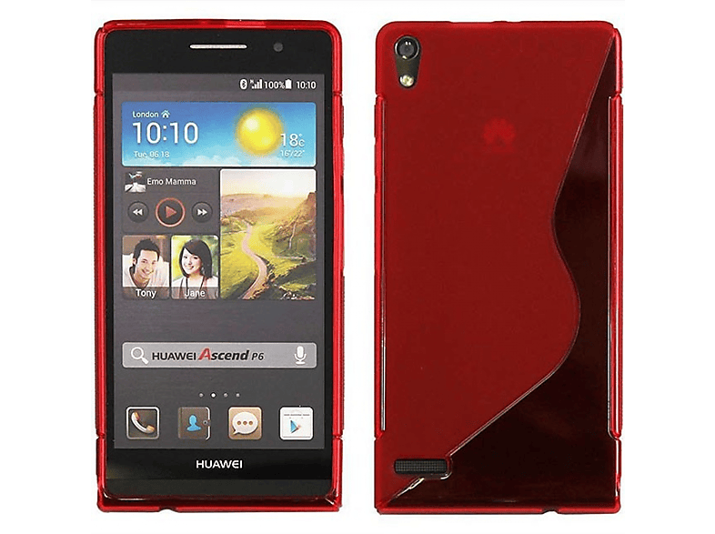 CASEONLINE - Multicolor P6, Huawei, S-Line Backcover, Rot,
