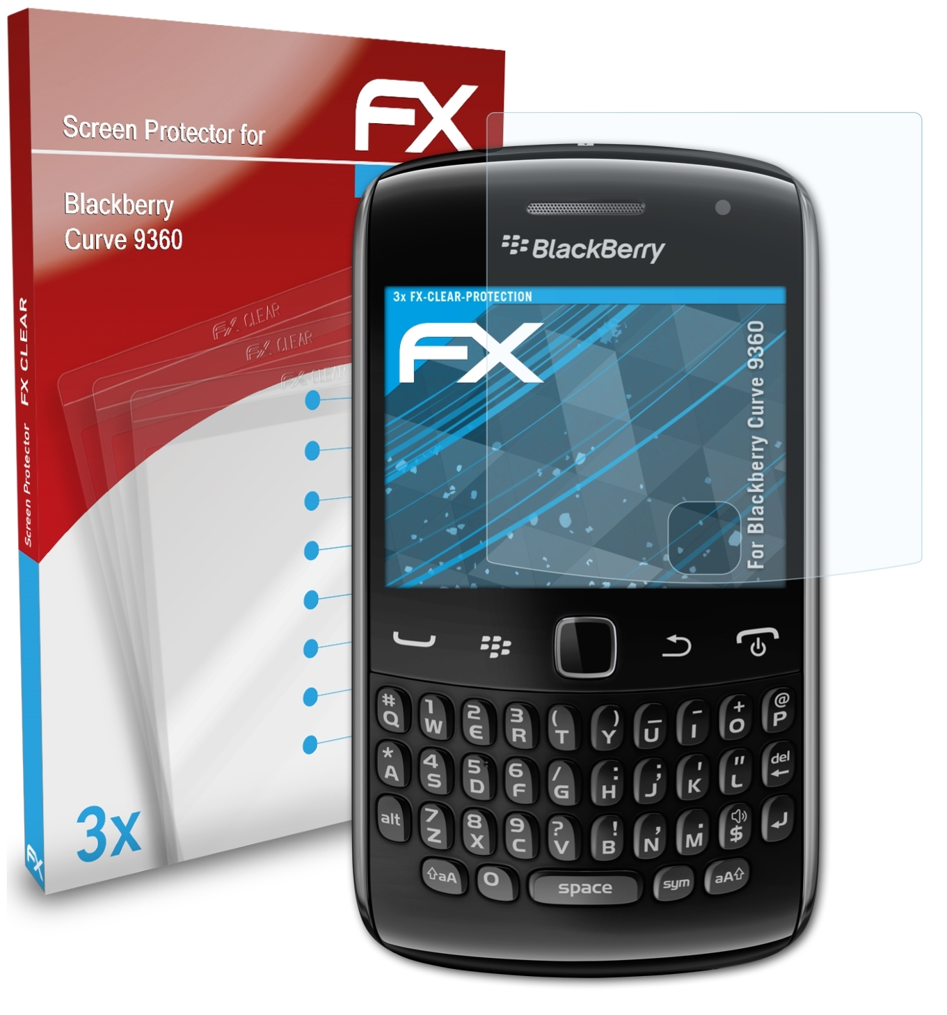 3x ATFOLIX FX-Clear Displayschutz(für 9360) Curve Blackberry